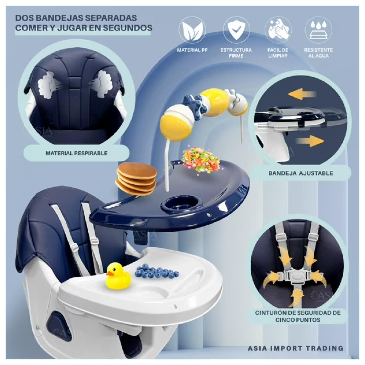 Silla De Comer Para Bebe Ajsutable Y Plegable Infantil-3