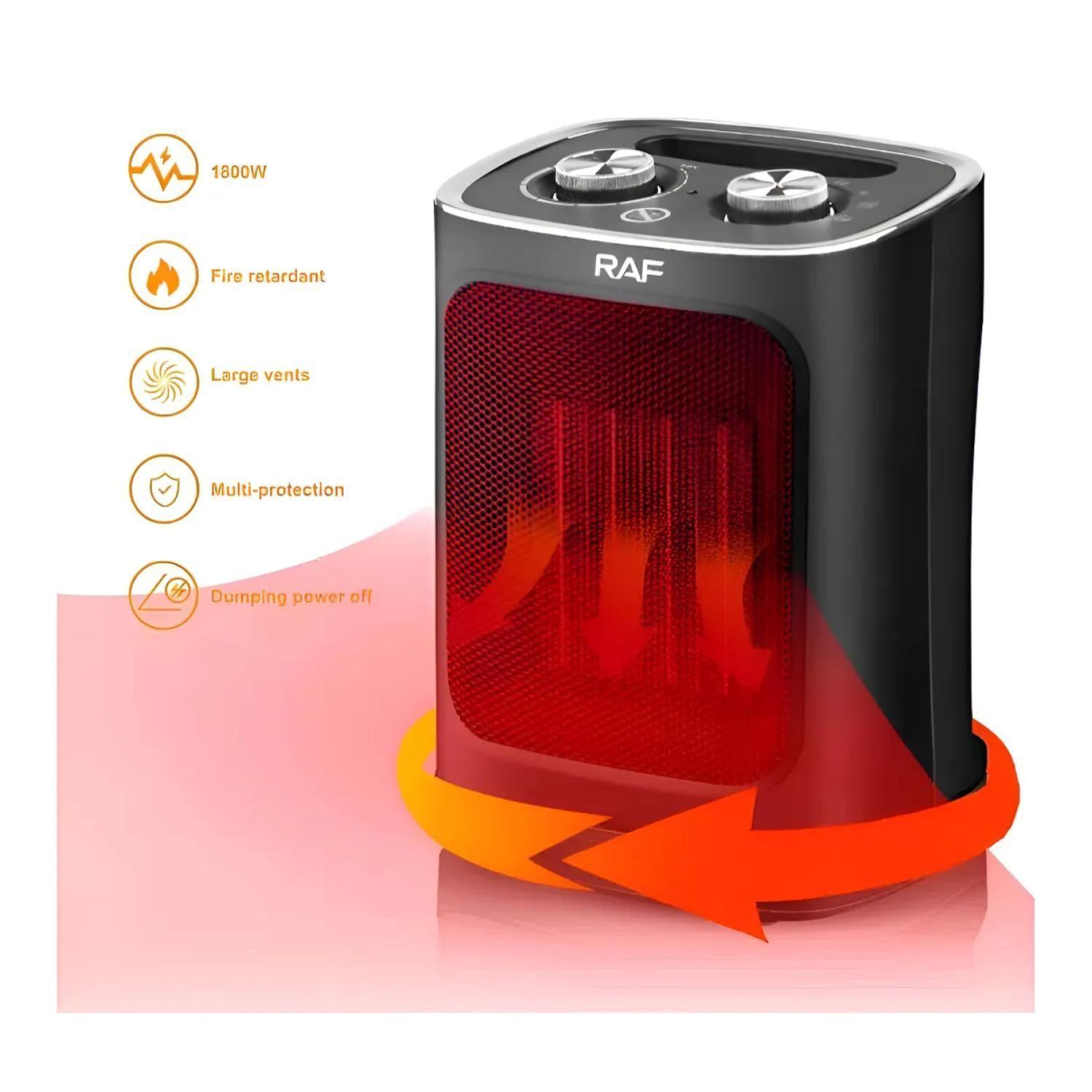 Calefactor Termoventilador Oscilante 1800W R1188 Negro RAF-2