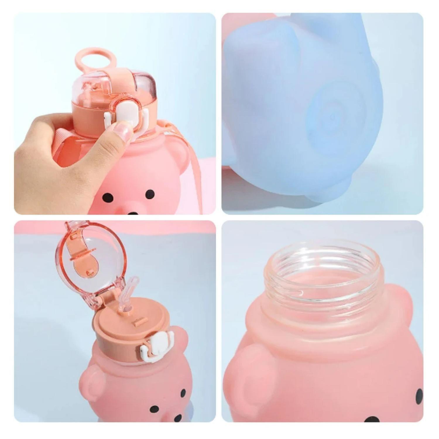 Botella De Agua Motivacional Coquette 800ml Oso Termo Naranja-1