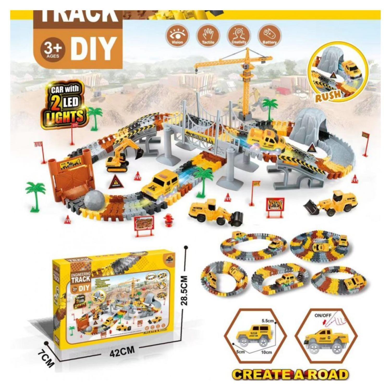 Juguete Pista De Carrera Autos De Construccion 201 Piezas Infantil-1
