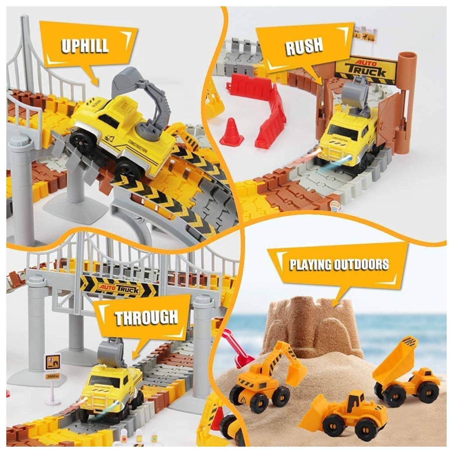 Juguete Pista De Carrera Autos De Construccion 201 Piezas Infantil-2