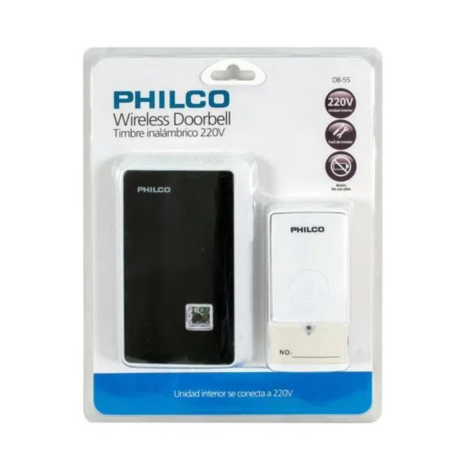 Timbre Inalambrico 220V Indicador LED 100M IP44 Philco-3