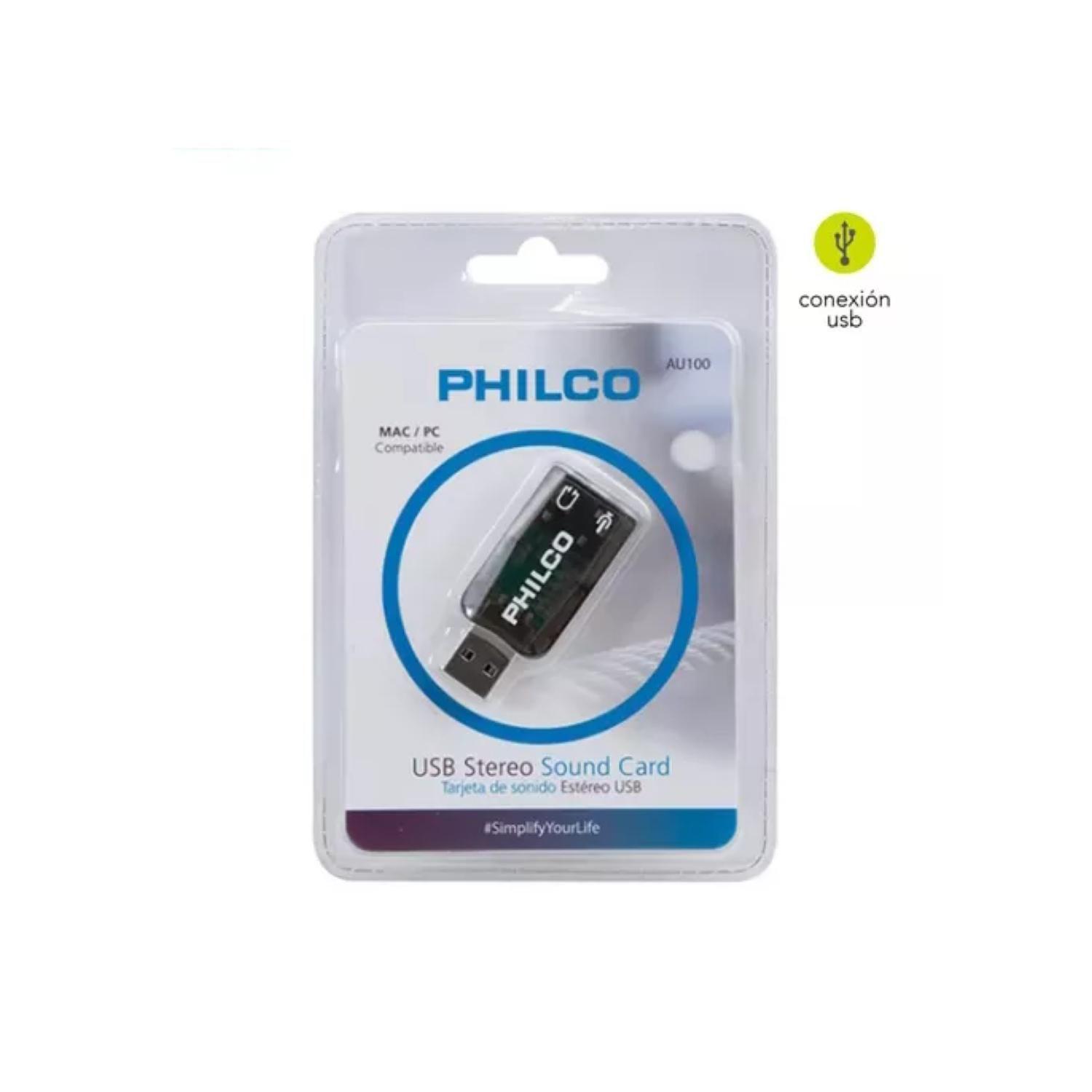 Tarjeta De Sonido USB Adaptador De Audio AU100 Philco-2
