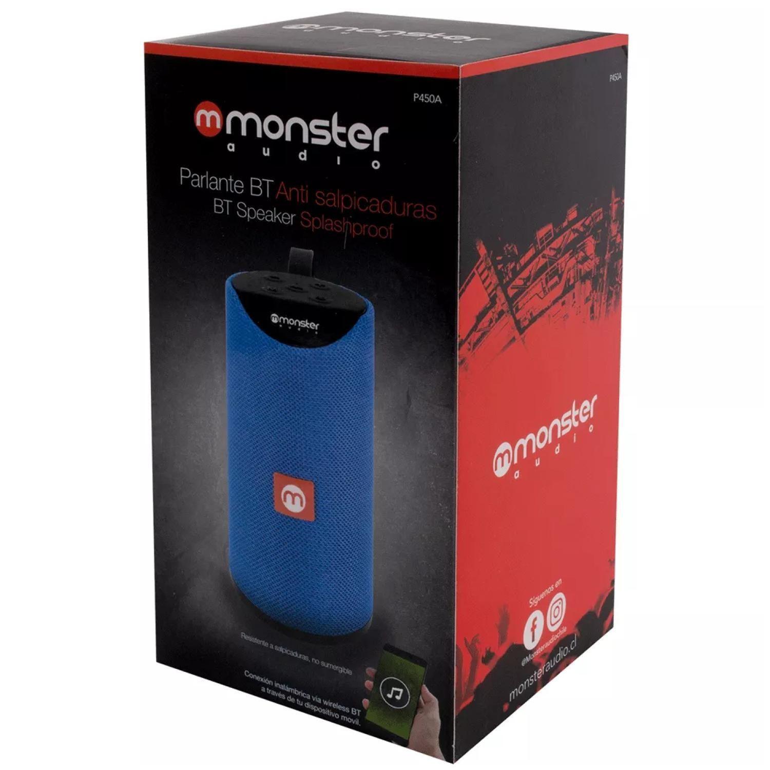 Parlante Inalambrico Bluetooth TWS AUX Micro SD Azul Monster-2