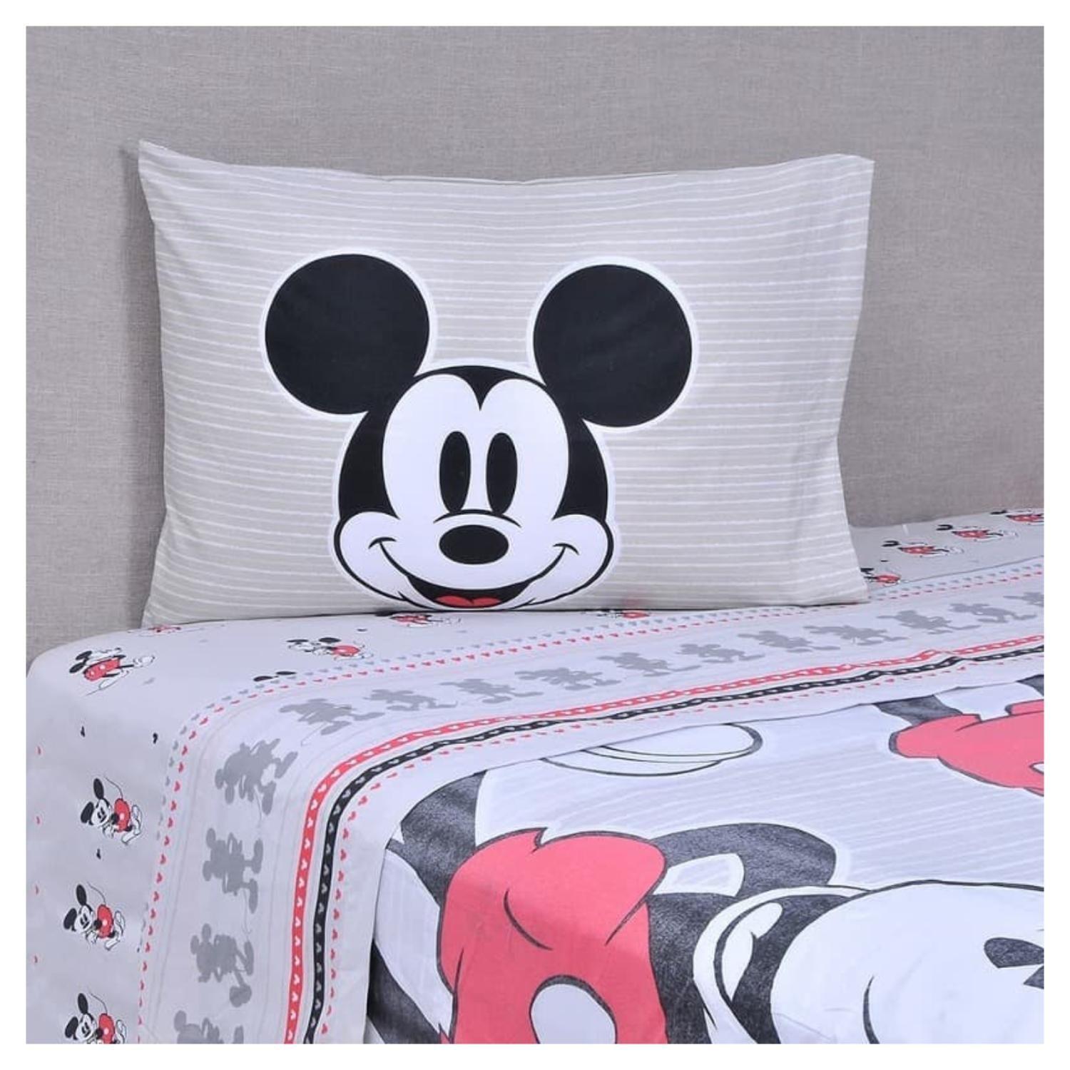 Juego De Sabanas 1.5 Plazas Microfibra Infantil Gris Mickey Mouse-2