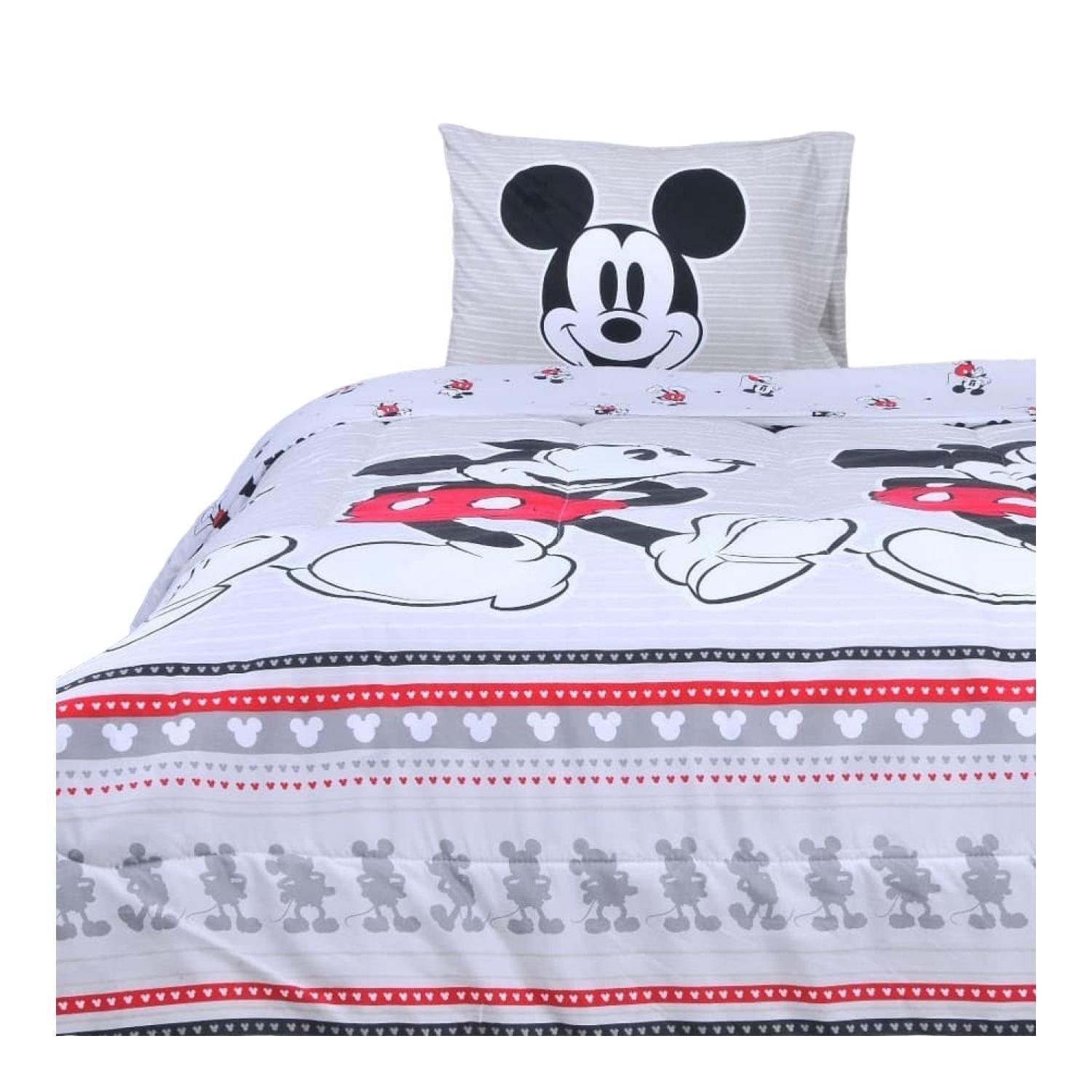 Plumon 1.5 Plazas Microfibra Infantil Gris Mickey Mouse-0