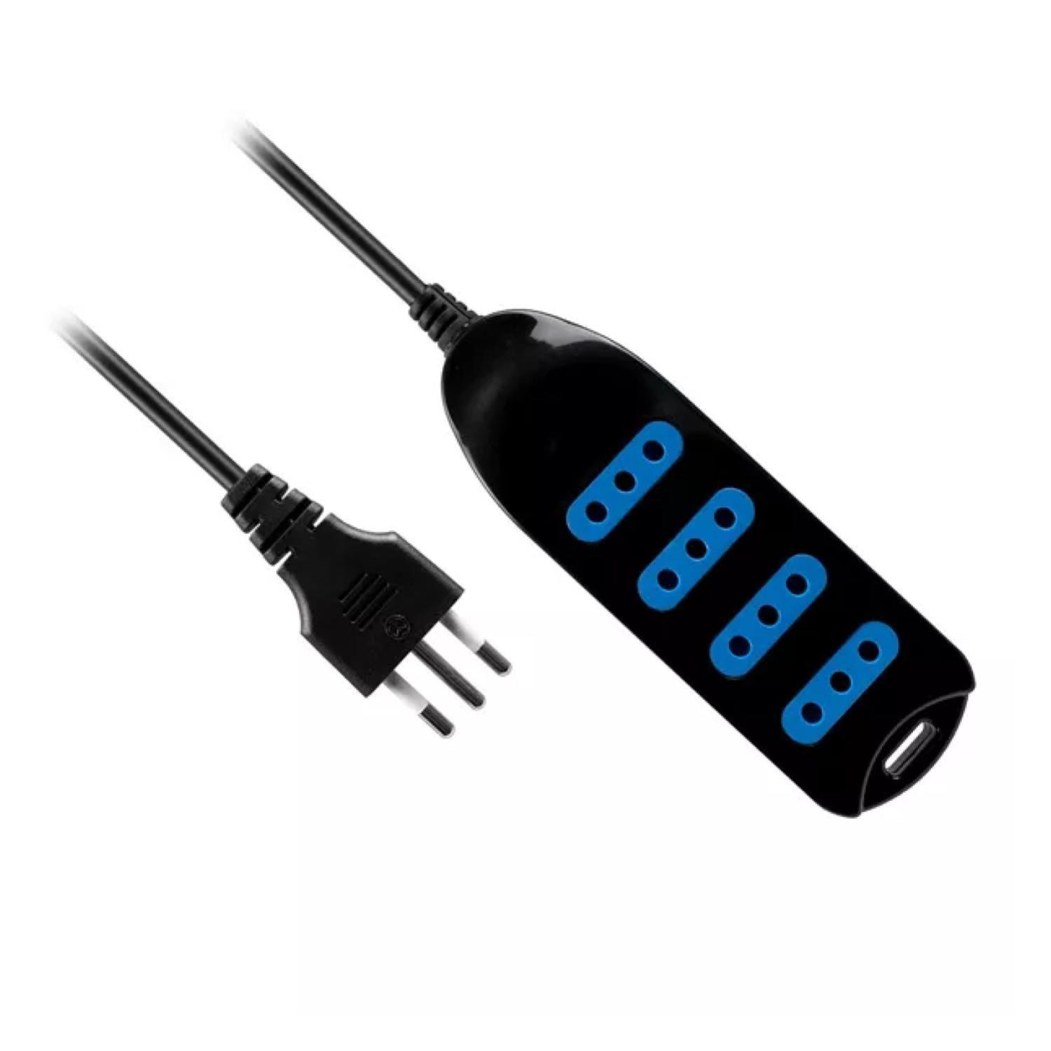 Alargador Extension 5Mts 4 Entradas Negro Philco-0