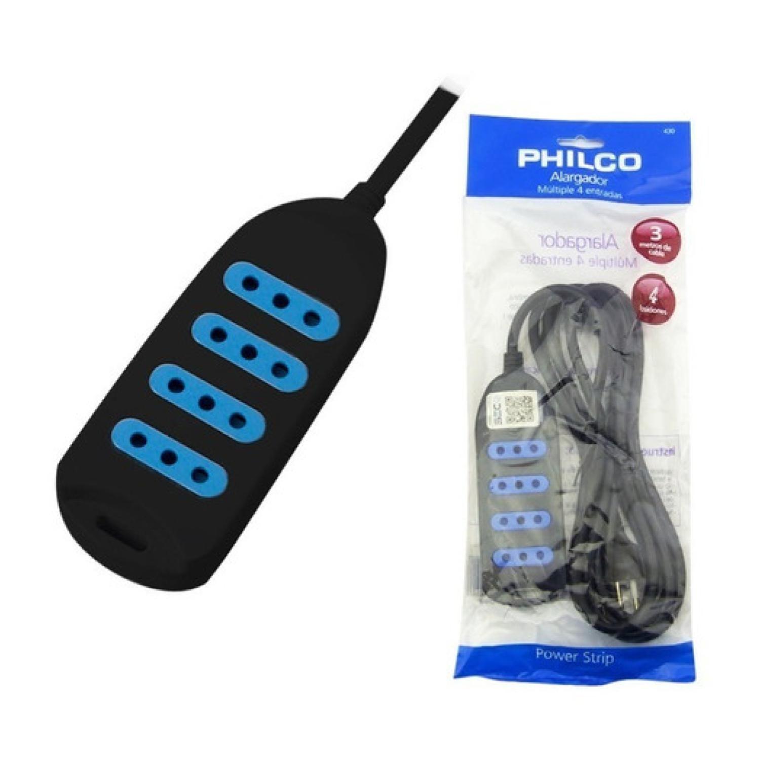 Alargador Extension 5Mts 4 Entradas Negro Philco-2