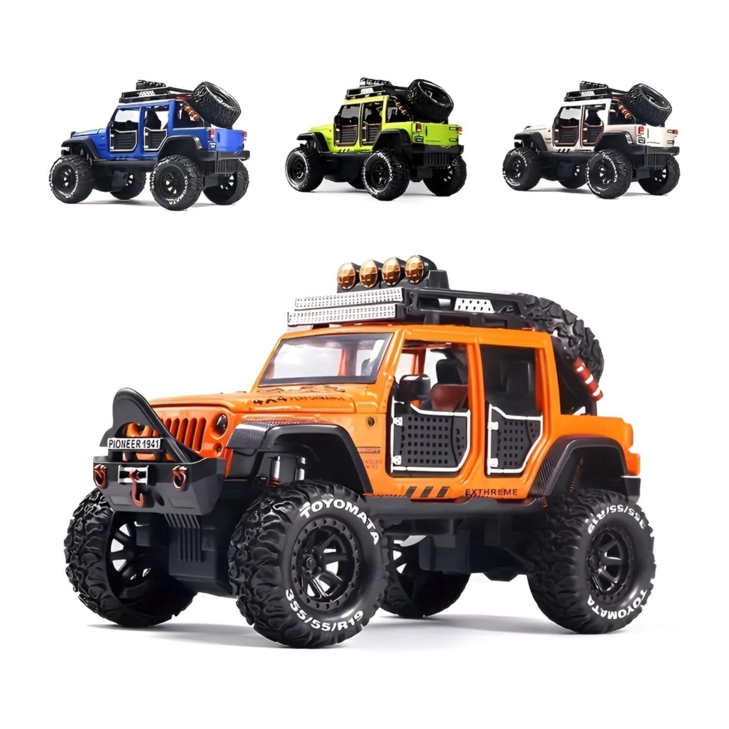 Juguete Auto Jeep Wrangler A Escala 1:24 Naranja Infnatil-2