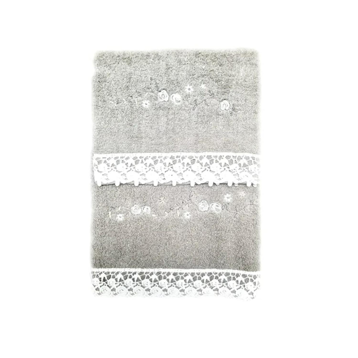 Set 2 Toallas De Baño Bordadas 45x90 Y 70x140 Gris Julieta Doral-0