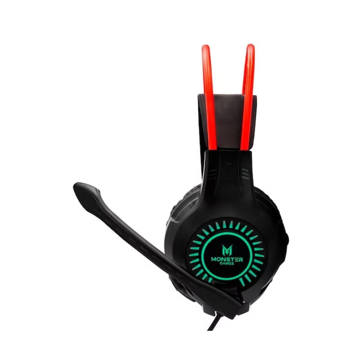 Audifonos Gamer Jack 3.5 USB PC RGB Negro Trap Monster Games-2