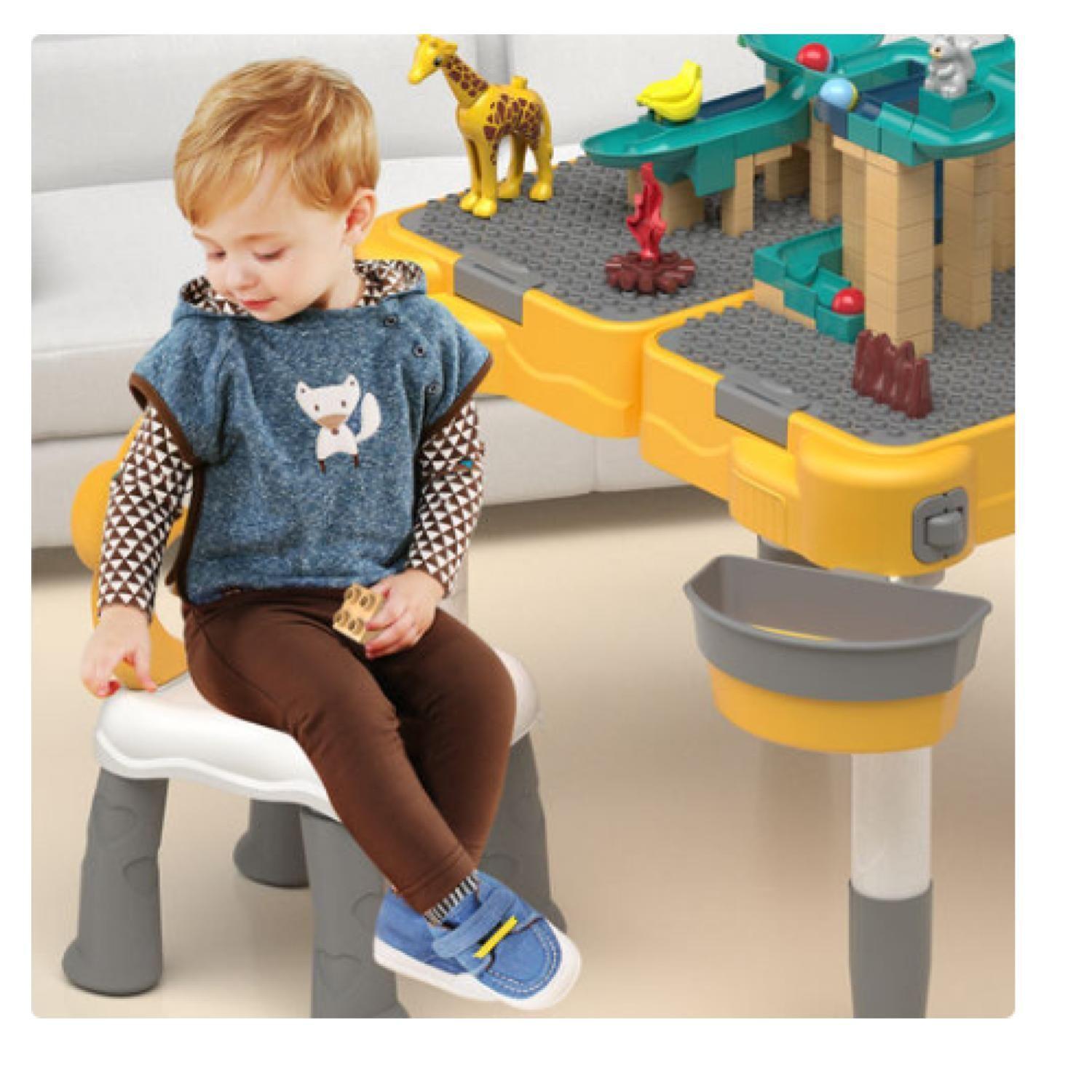 Juguete Mesa De Bloques Con Silla 168 Piezas Accesorios-2