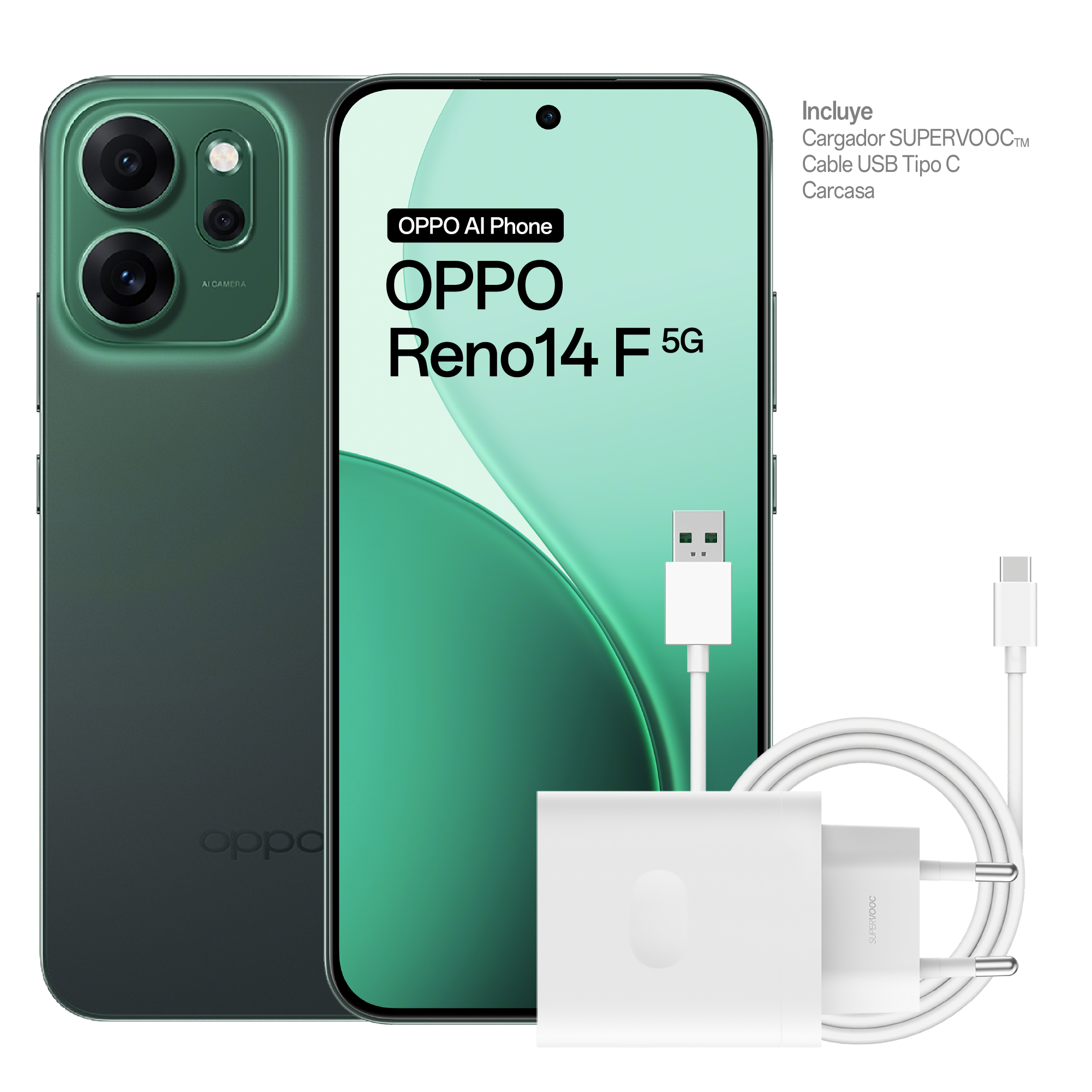 Celular Oppo Reno14 F 5G 12+256GB Verde Smartphone-5