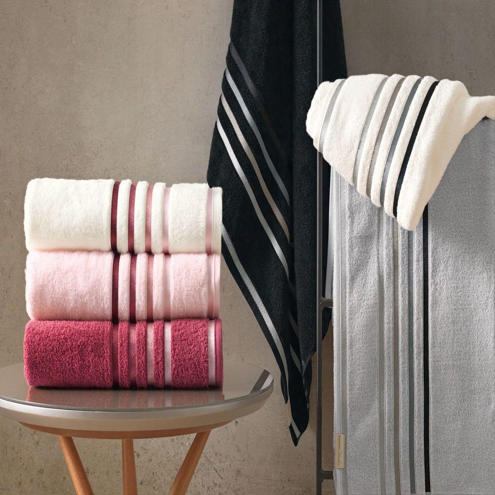 Toalla de mano Karsten Lumina 500gr 48 x 80 cm Negra/Gris-2