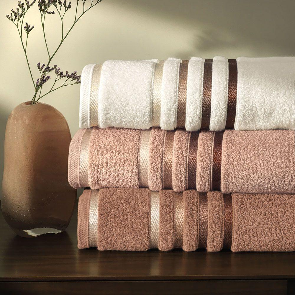 Toalla de baño Karsten Lumina 500gr 70 x 140 cm Ivory/Cobre-1