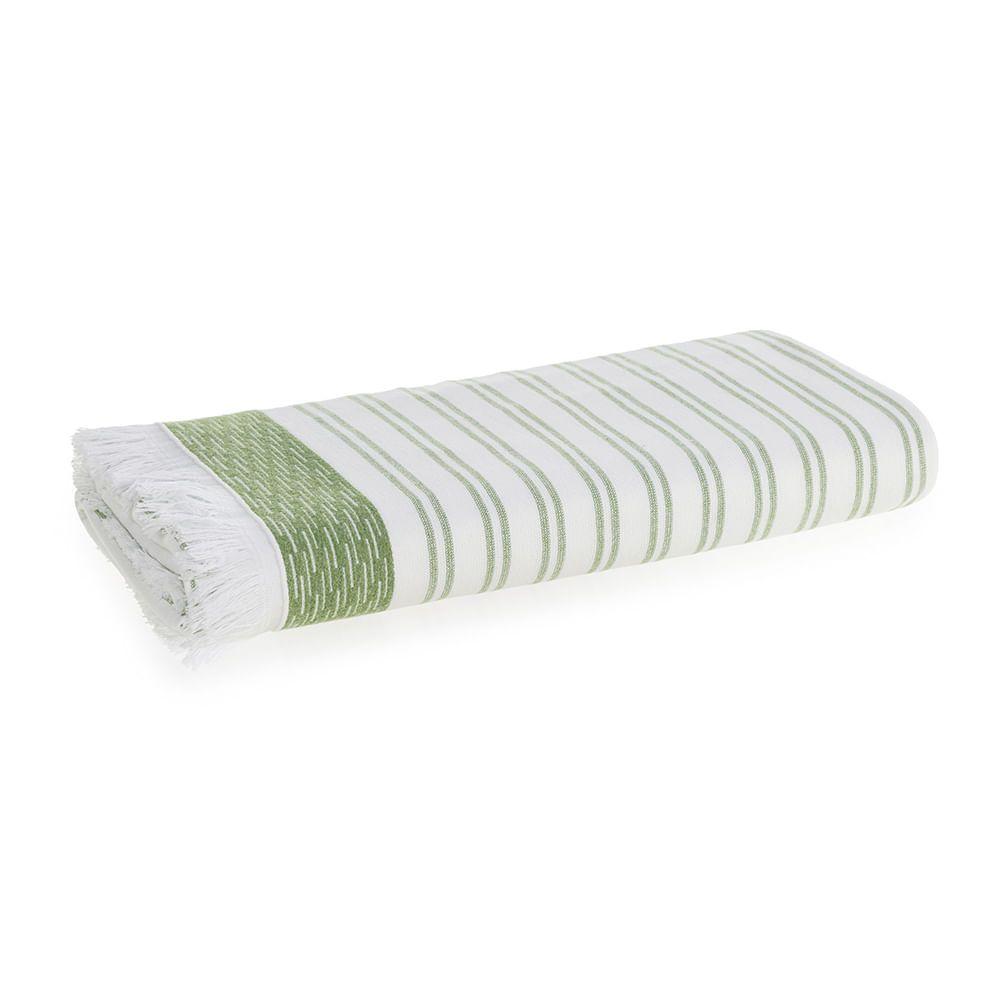 Toalla de playa Karsten Hilton 86 x 163 cm Blanca/Verde-0