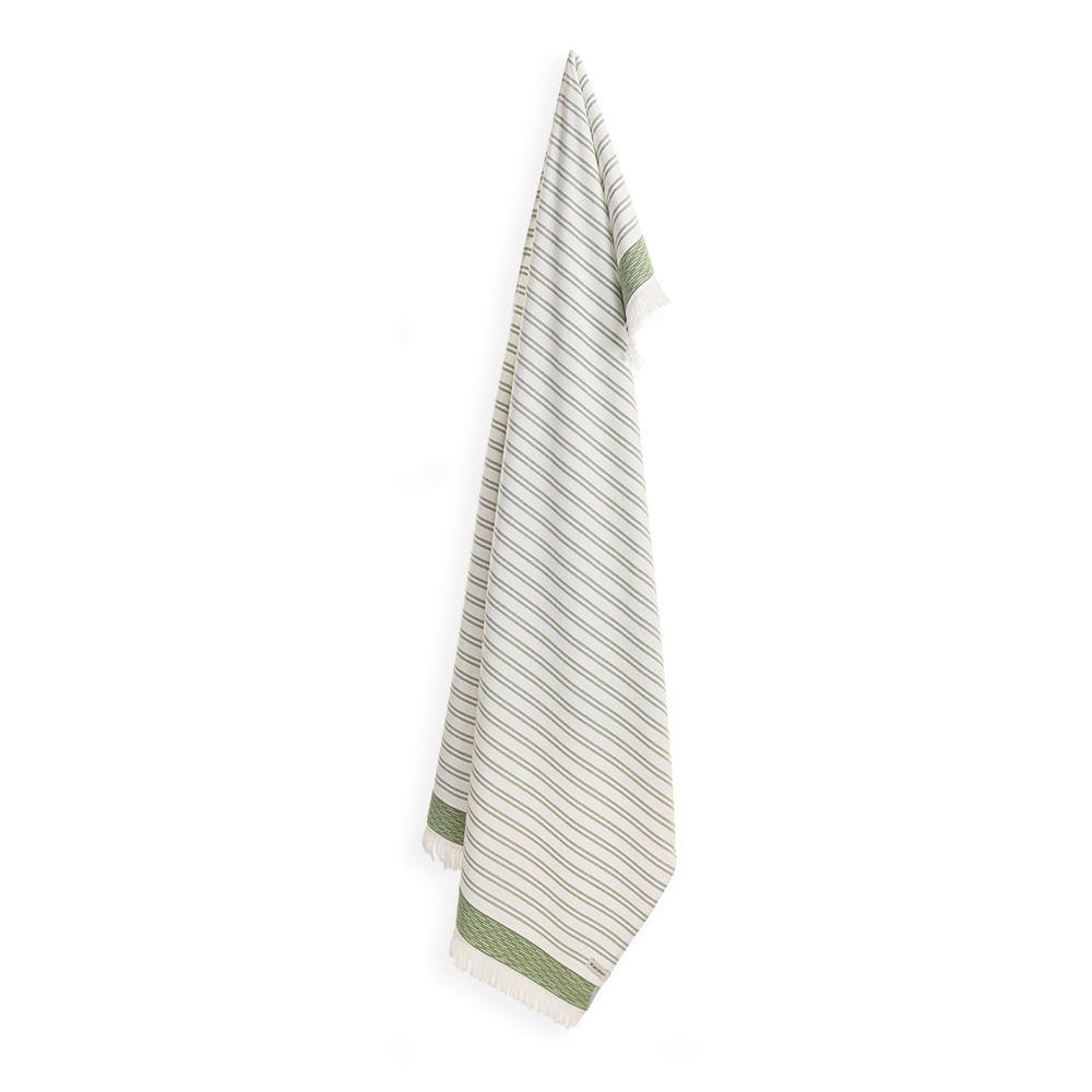 Toalla de playa Karsten Hilton 86 x 163 cm Blanca/Verde-1