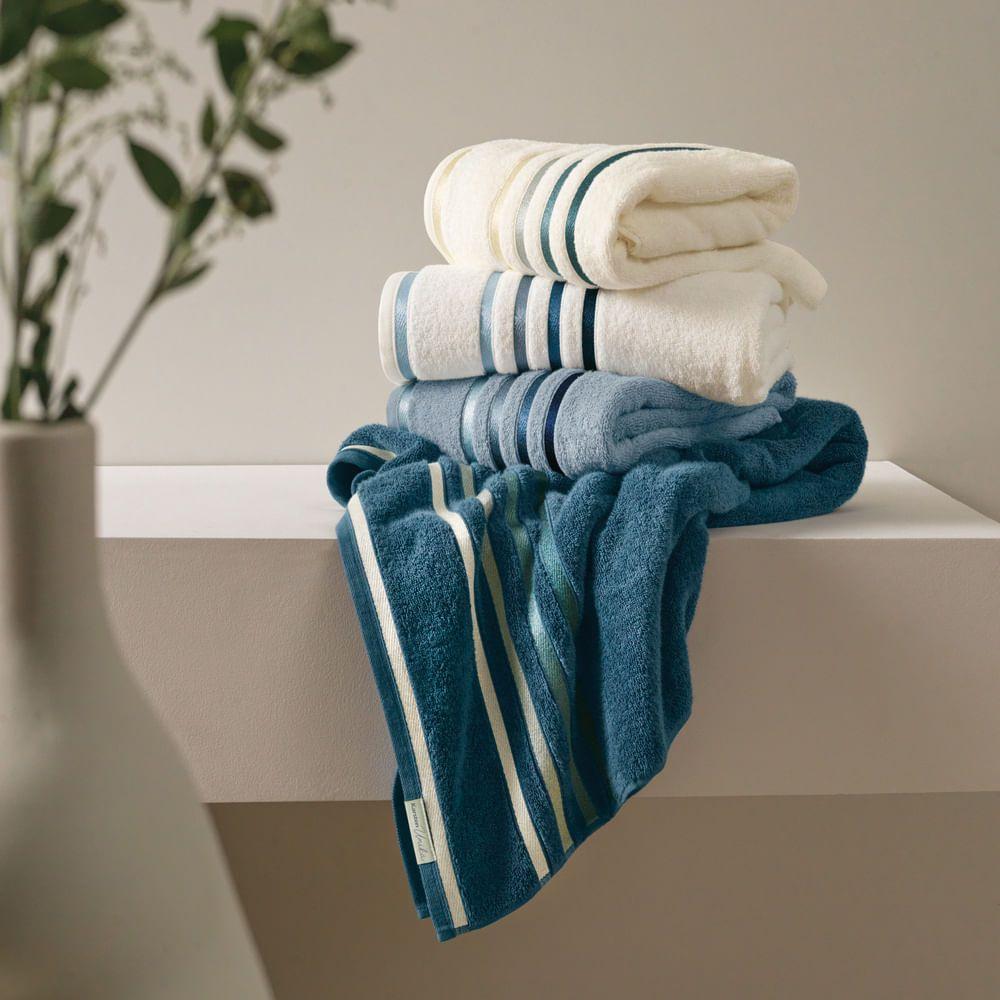Sábana de baño Karsten Lumina 500gr 86 x 150 cm Azul Marino/Azul-2