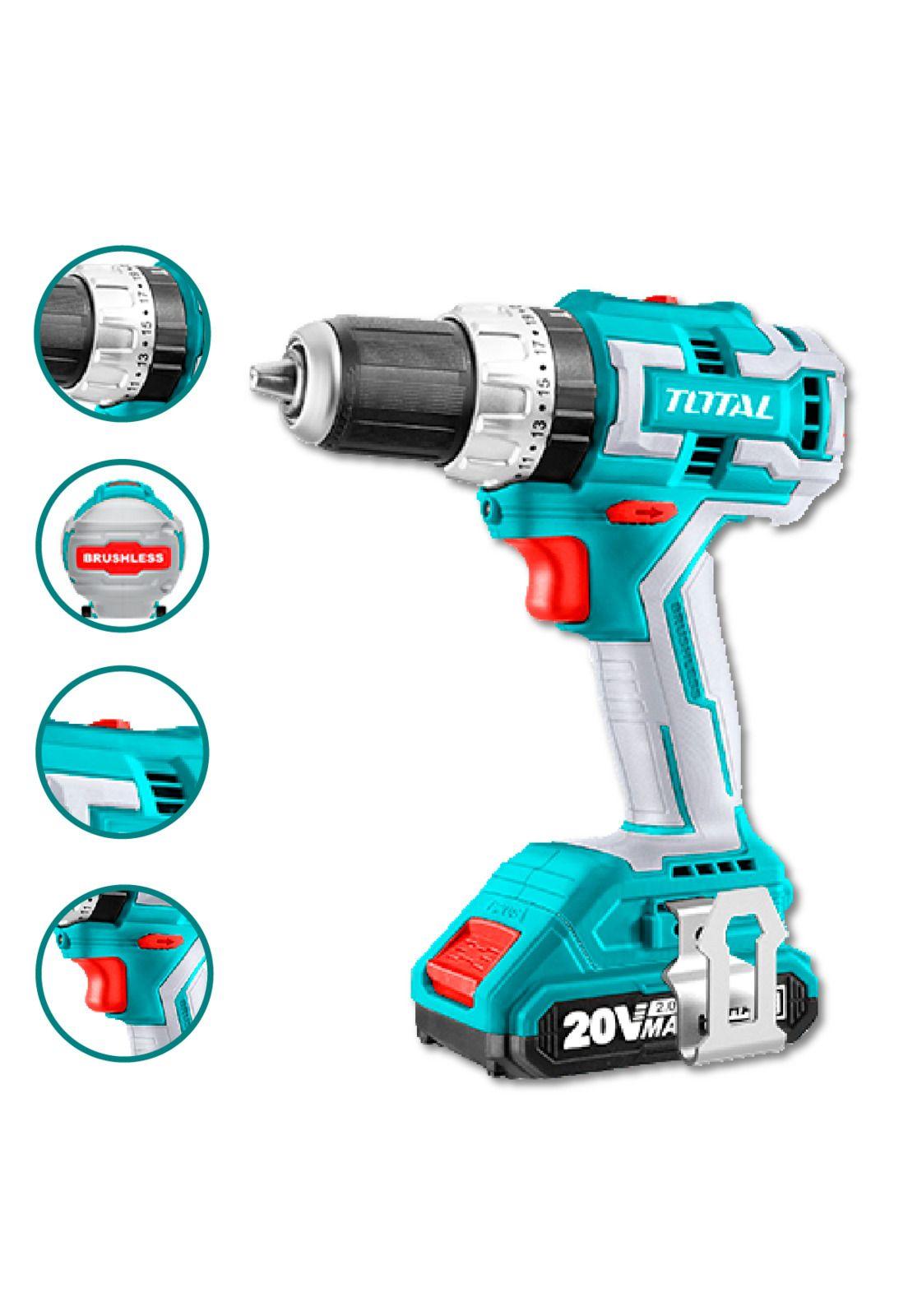 Taladro inalámbrico 1/2 (13MM) 20V sin carbones TOTAL-1