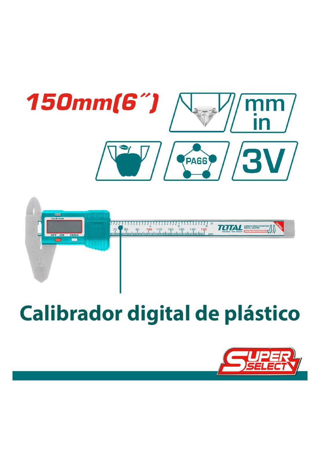 Pie de Metro Vernier Calibrador Digital 6” 0-150mm TOTAL-1