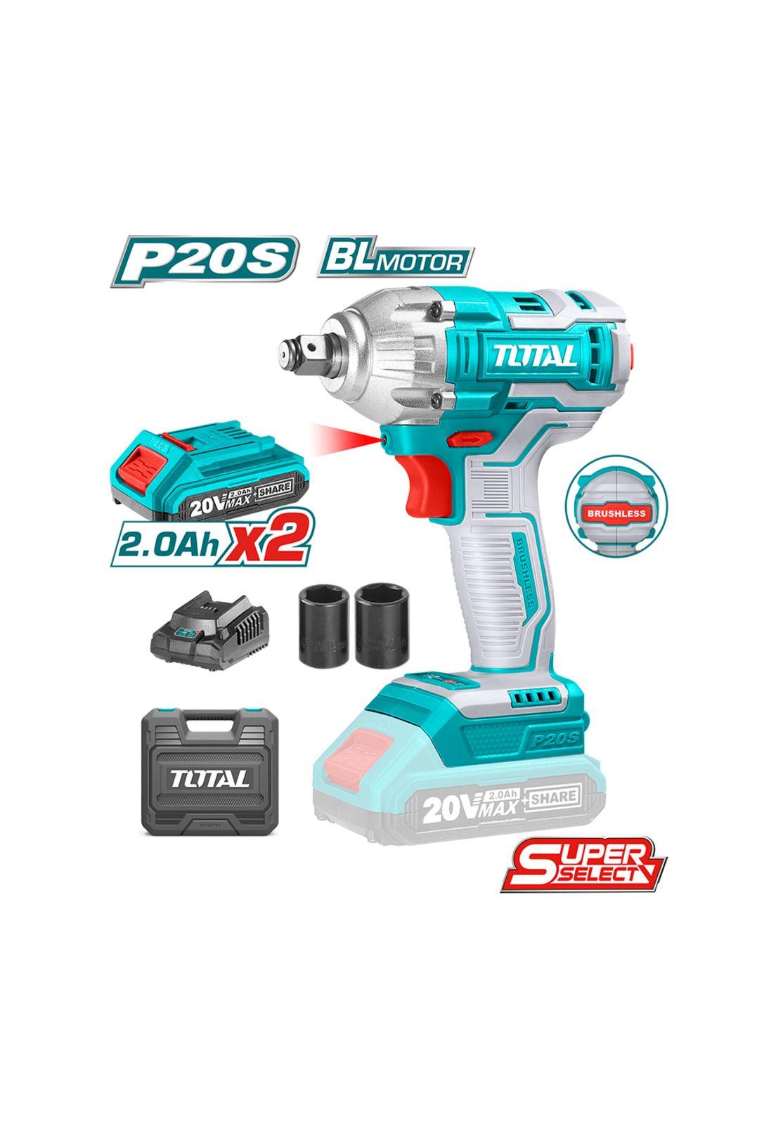 Llave de Impacto Brushless 1/2 + 2 Baterías 2ah + Cargador TOTAL-1