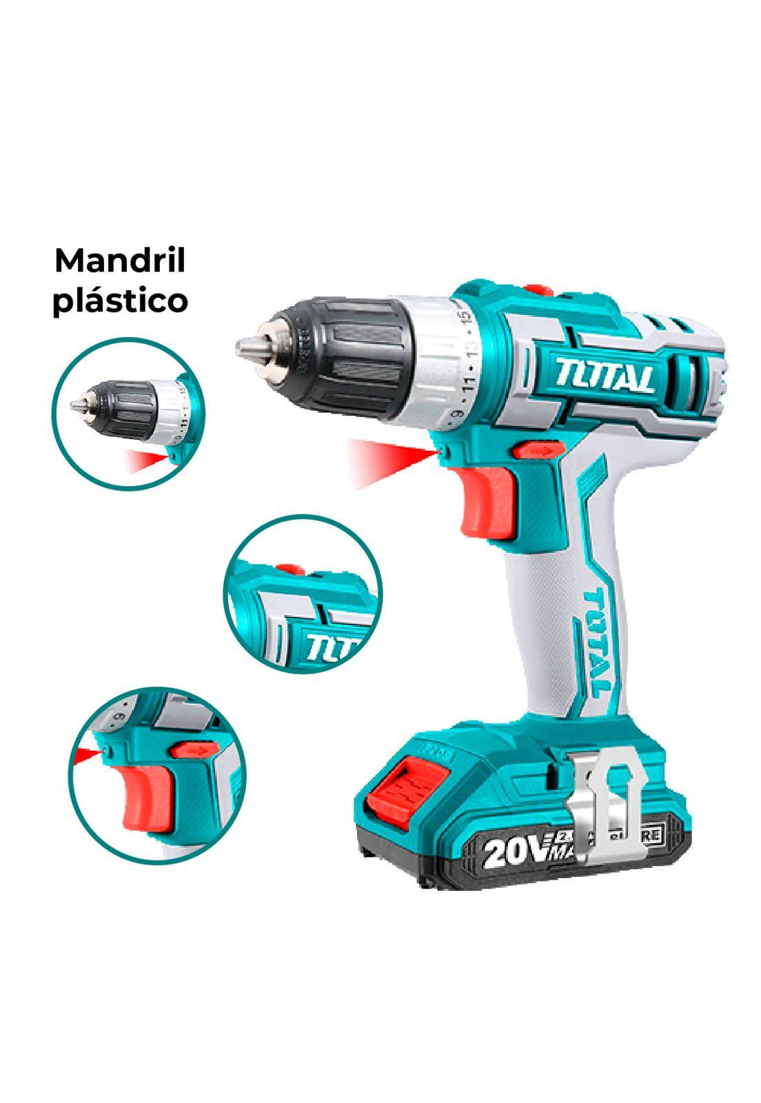Taladro inalámbrico 3/8 (10MM) Mandril plastico 20V TOTAL-1
