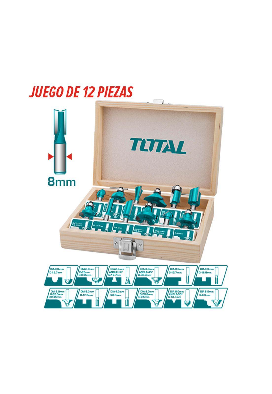 Set de Fresas 8mm 12 Piezas TOTAL-1