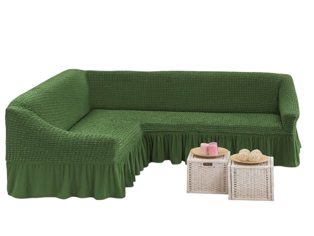 Cubre de Sillón Turca Elástica para Sofá en L con Faldón-0