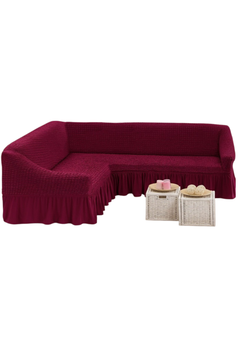 Cubre de Sillón Turca Elástica para Sofá en L con Faldón-0