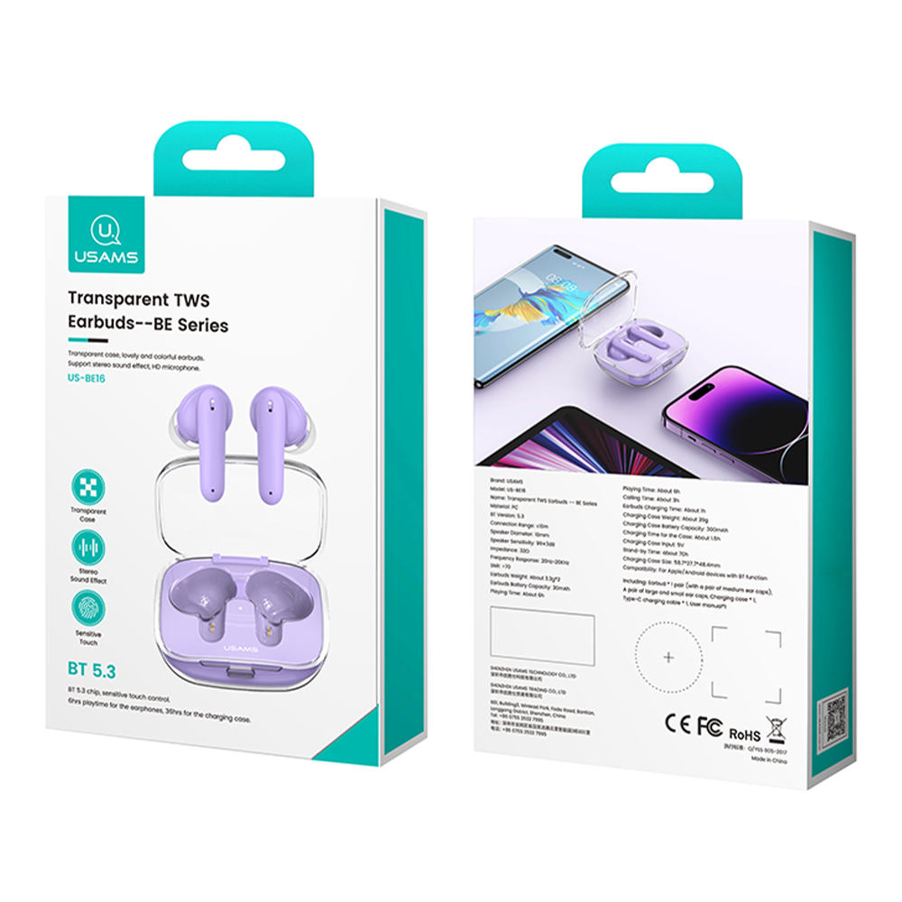Audífonos Bluetooth Inalambricos In Ear Control Tactil Usams Be16-6