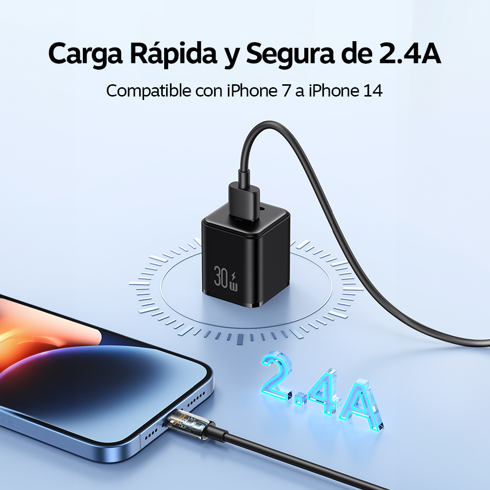 Cable Para iPhone Usb 2.4 A 12 W Carga Rapida 1m Usams Sj709-2