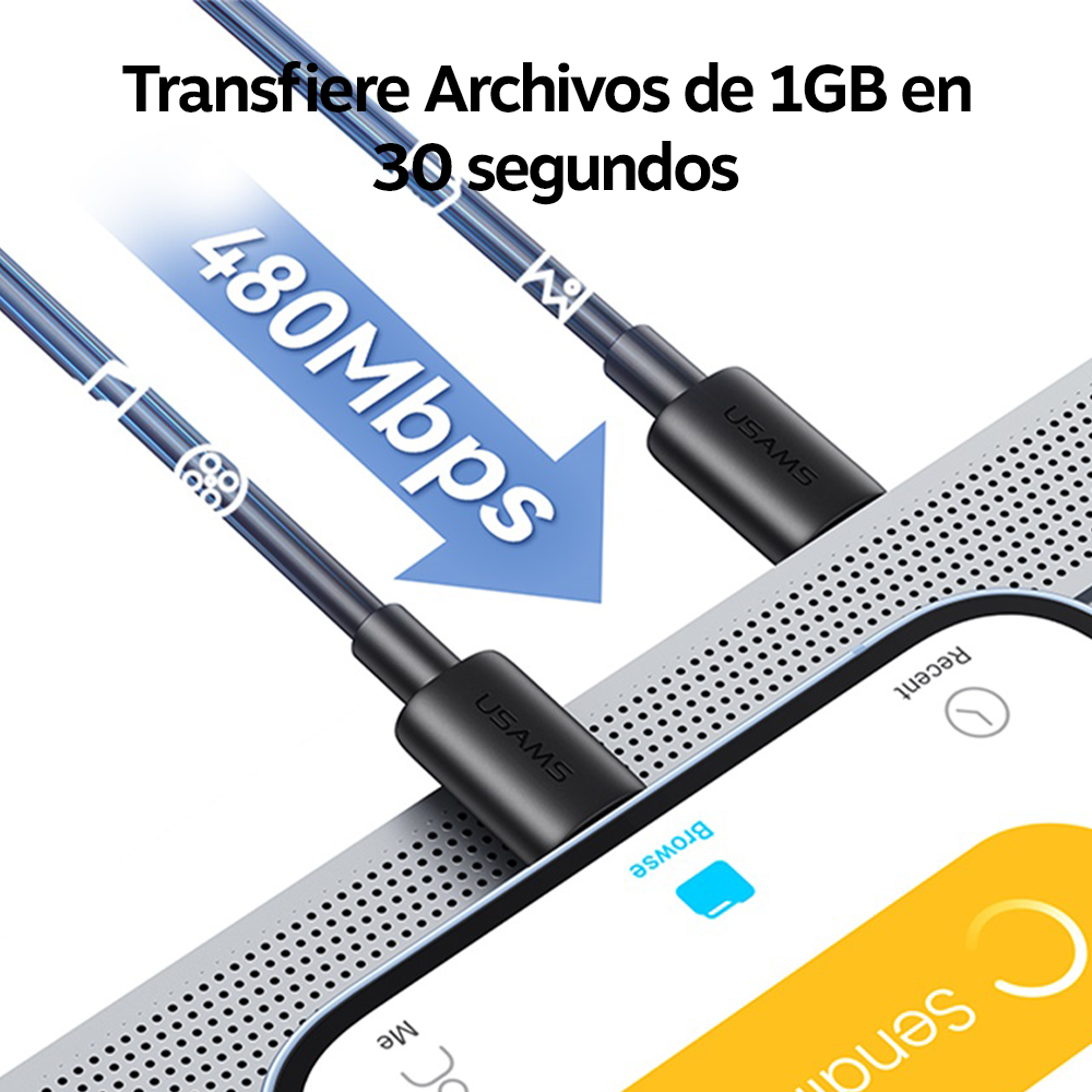 Cable Para iPhone Usb 2.4 A 12 W Carga Rapida 1m Usams Sj709-5