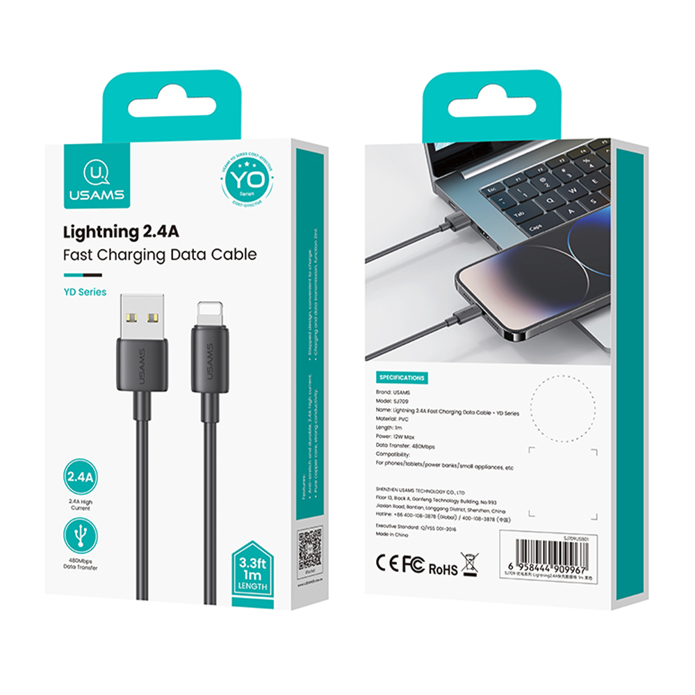 Cable Para iPhone Usb 2.4 A 12 W Carga Rapida 1m Usams Sj709-6