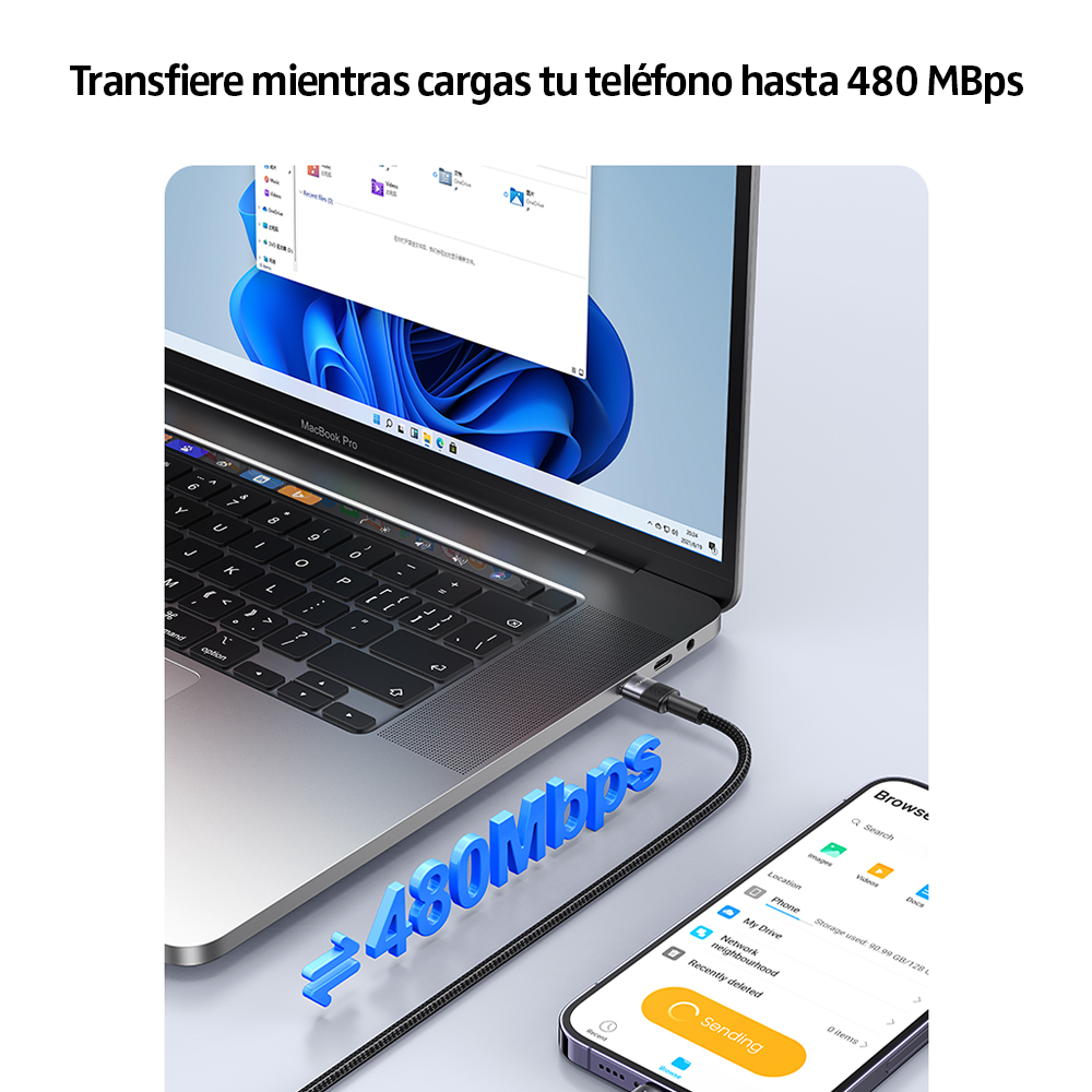Cable De Carga Rapida Para iPhone Usb-c 30w 1,2m Usams Sj729-6