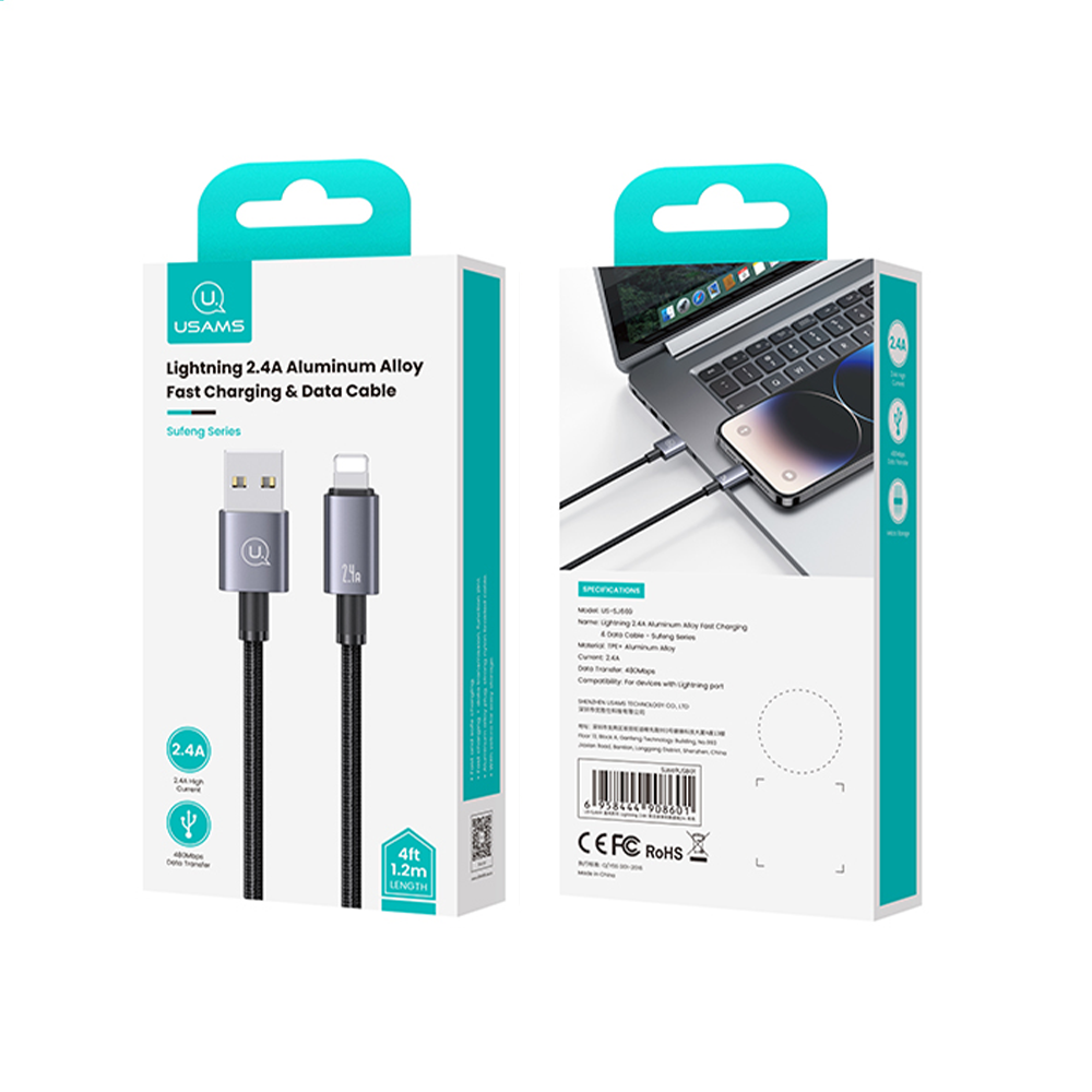 Cable Carga Rapida Para iPhone A Usb 2.4a 2m Usams Sj669-4