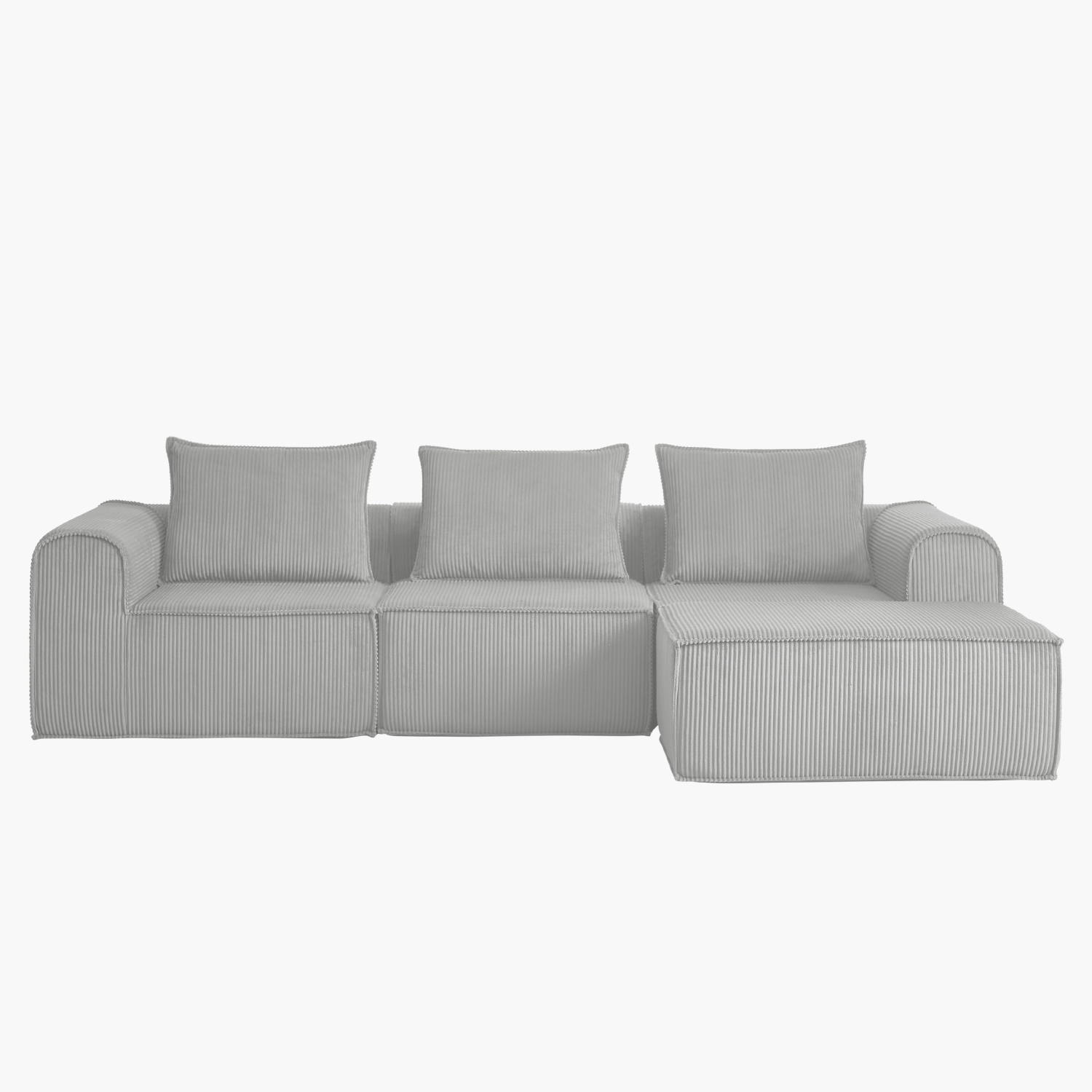 Sofa Loop 3 Cuerpos + Pouf | Espuma Comprimida |270x58x167 Gris claro G1234-3
