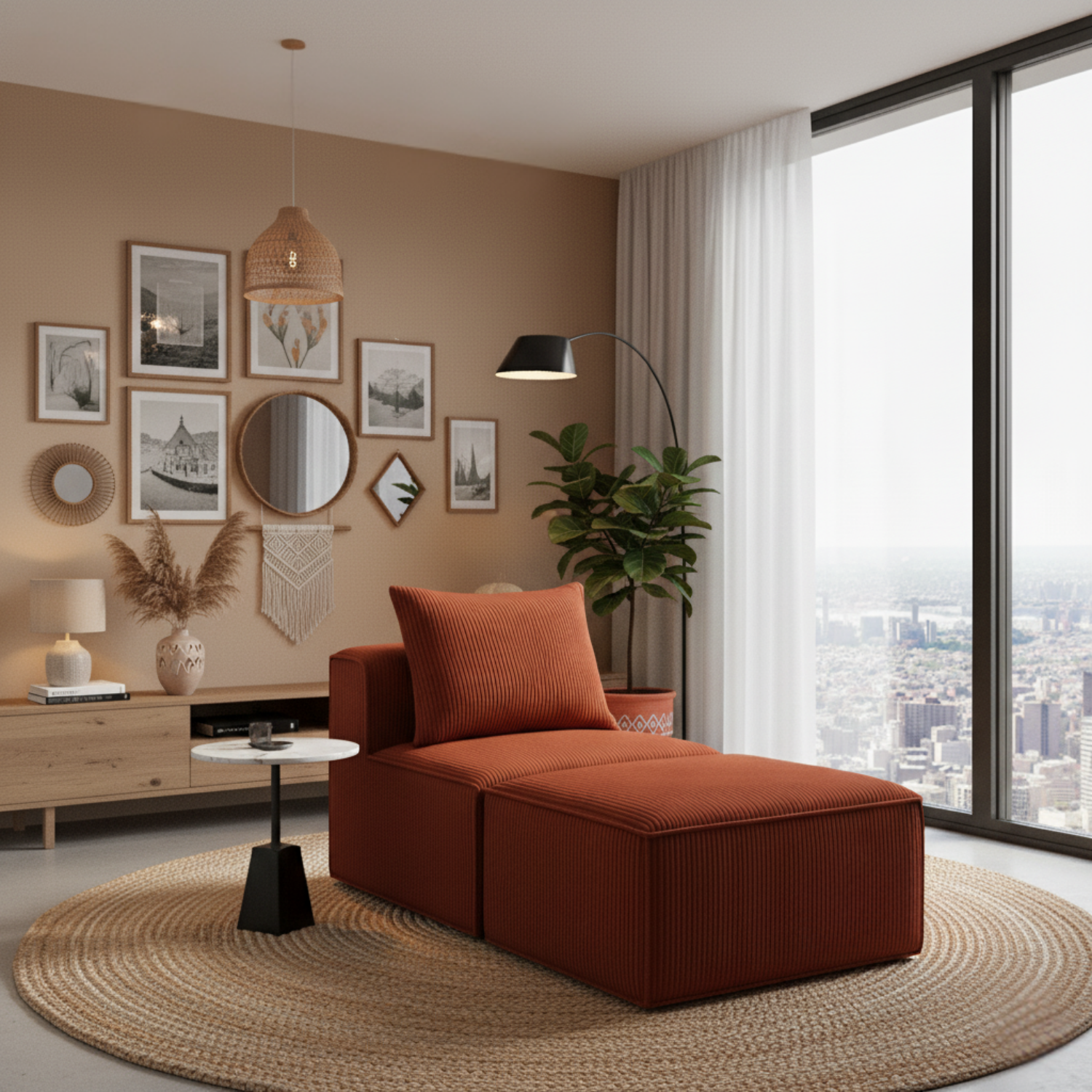 Sillón Loop 1 Cuerpo + Pouf | Espuma Comprimida |76x58x170 L24-2