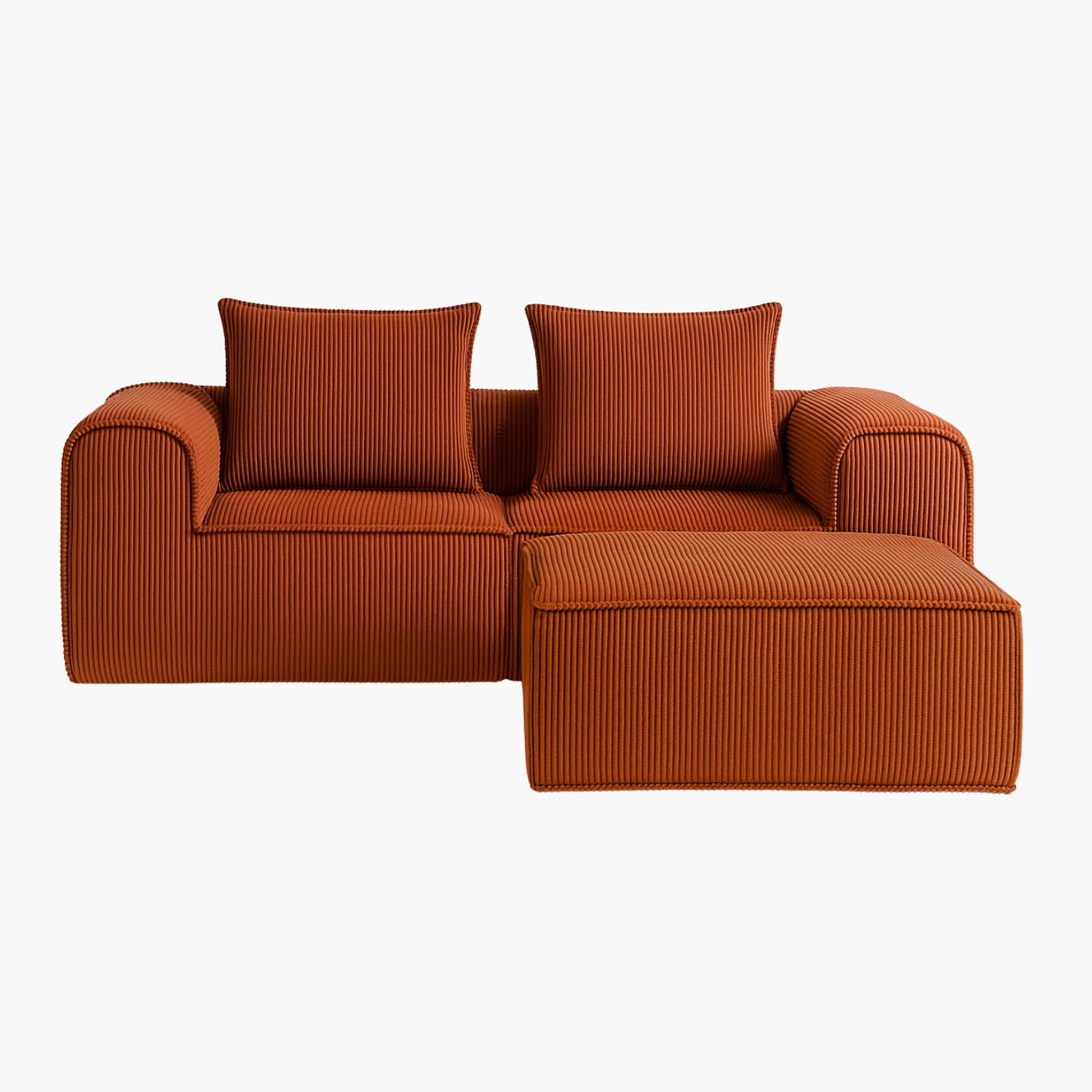 Sofa Loop 2 Cuerpos + Pouf | Espuma comprimida | 194X57X167 Terracota T134-2