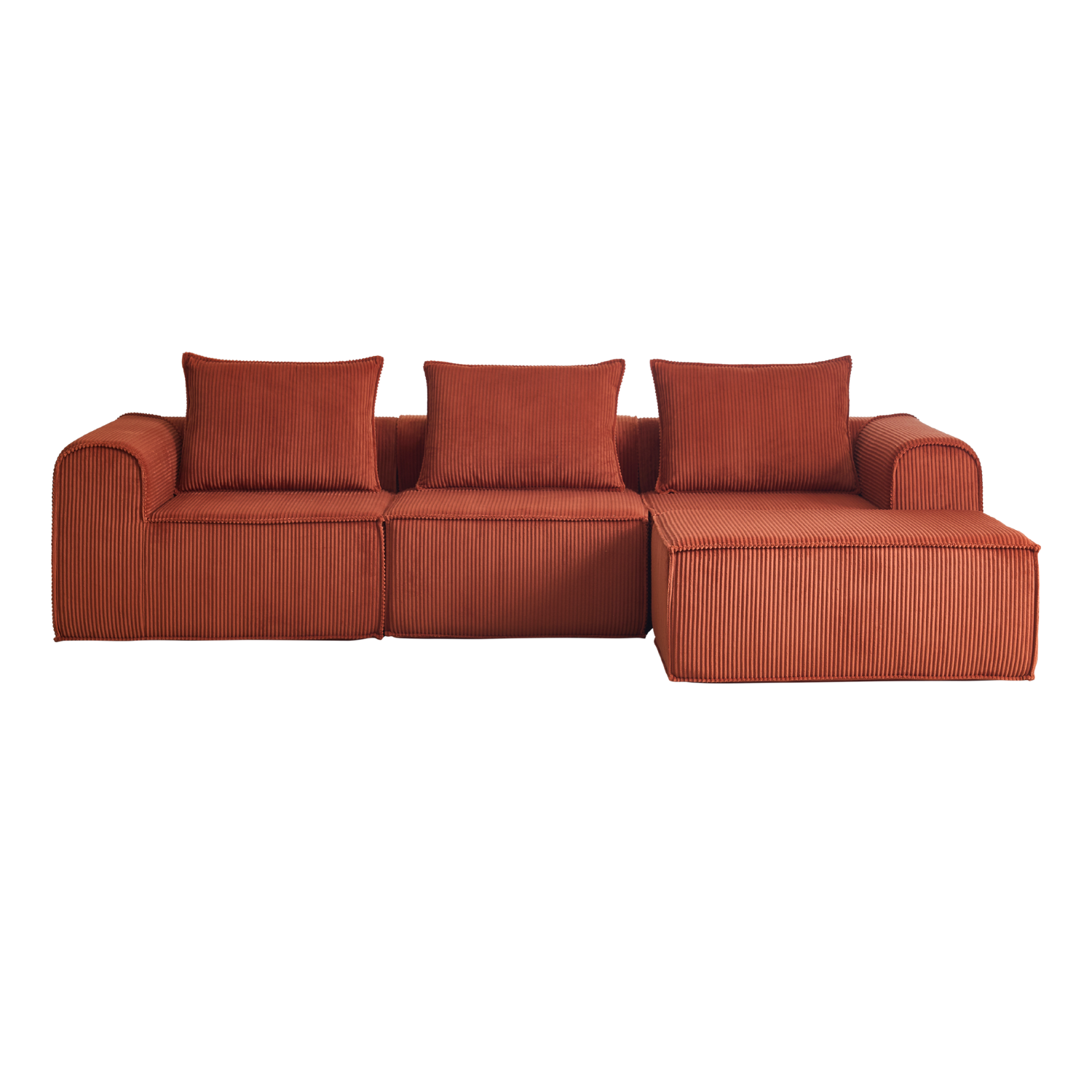 Sofa Loop 3 Cuerpos + Pouf | Espuma Comprimida |270x58x167 Terracota T1234-3