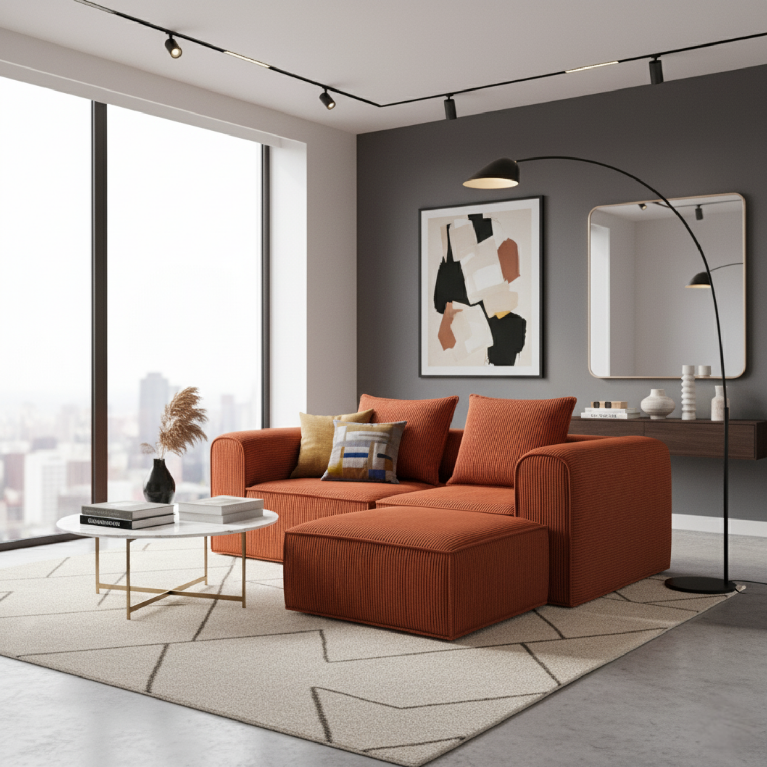 Sofa Loop 2 Cuerpos + Pouf | Espuma Comprimida |194x58x170 L134-2