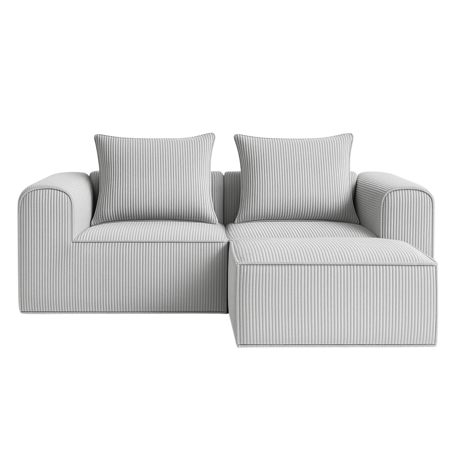 Sofa Loop 2 Cuerpos + Pouf | Espuma comprimida | 194X57X167 Gris claro G134-2