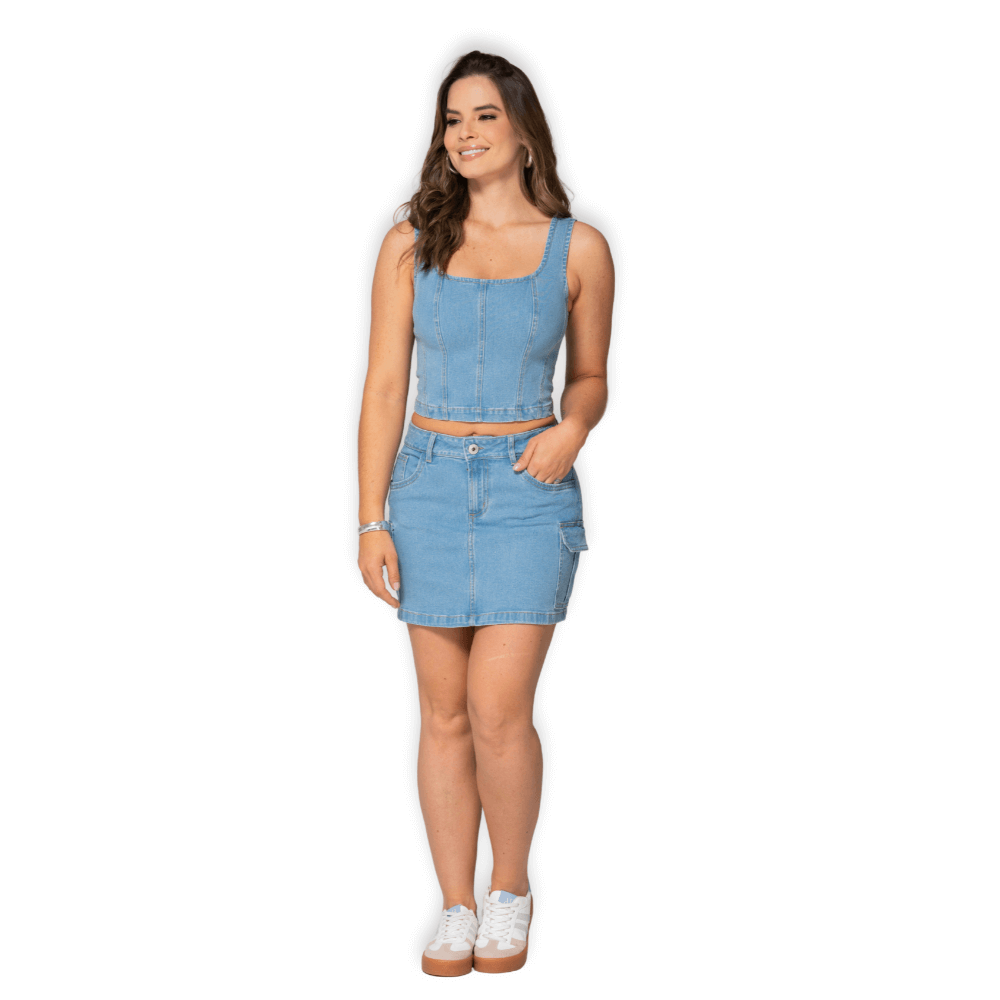 Mini Falda Cargo Azul Claro Mujer – Colombiana - T17032165-3