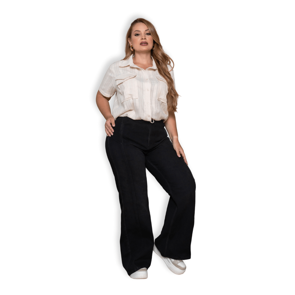Jeans Wide Leg Negro Mujer Talla Grande – Colombiano P22107137-2
