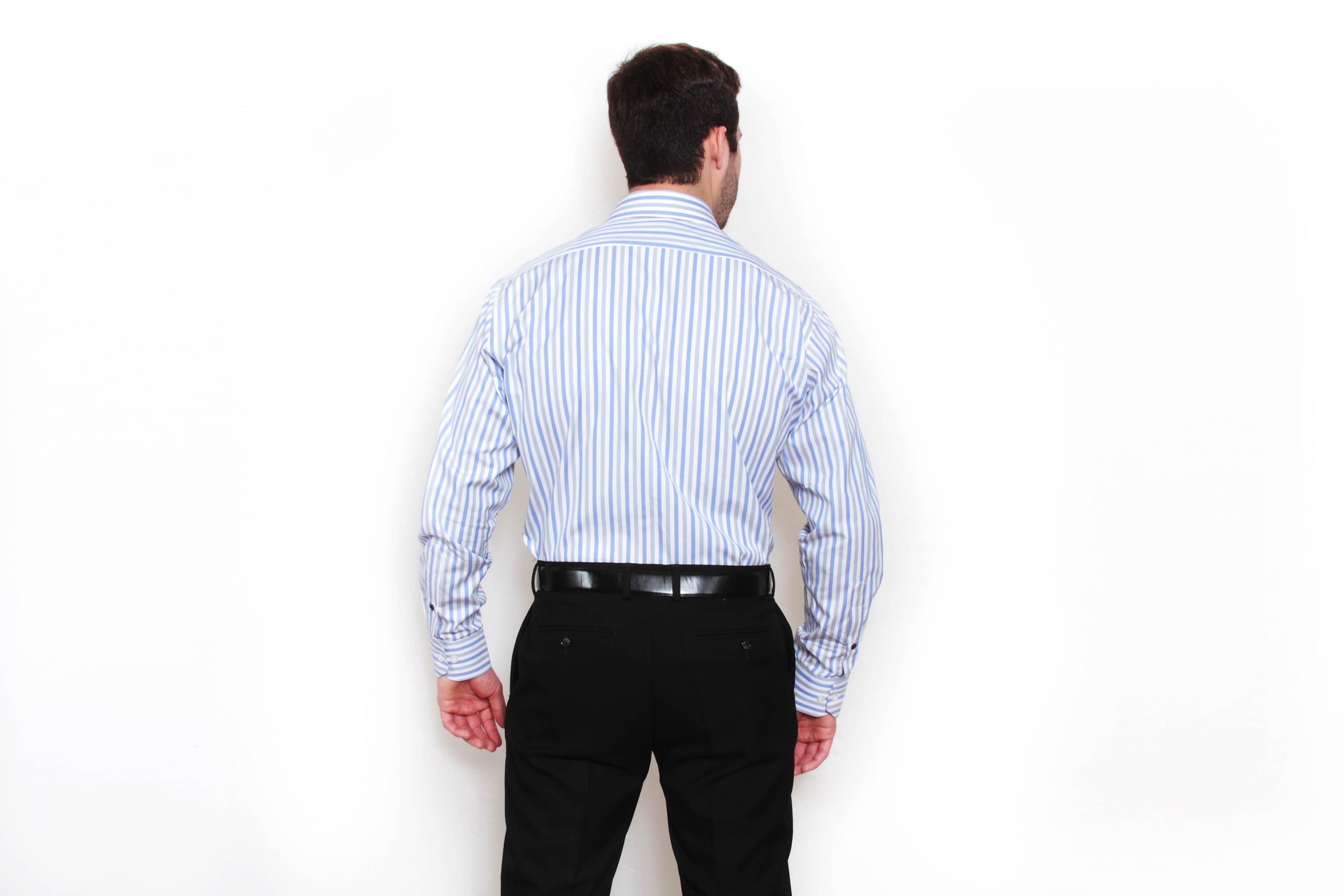 Camisa Premium Líneas Celeste y Gris-1