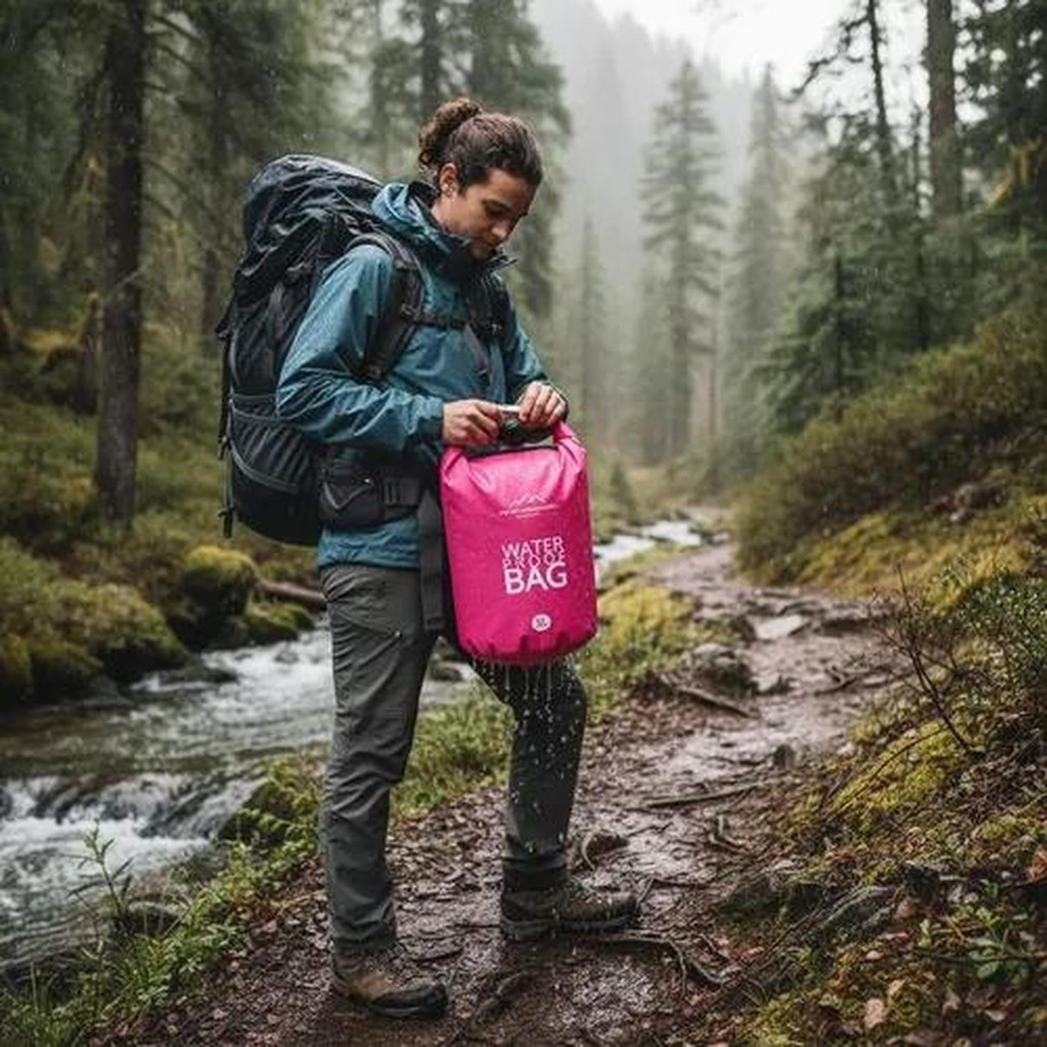 Bolsa Seca Contra Agua Impermeable Flotante Outdoor Camping Kayak 5L Rosada-2