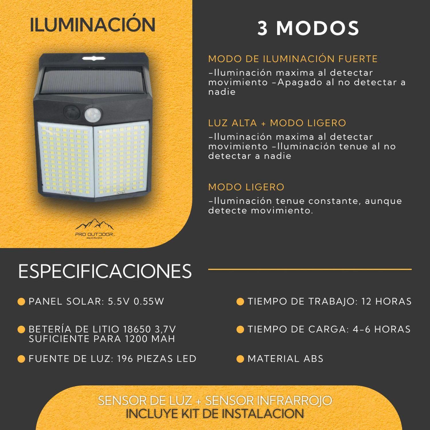 Pack 4 Aplique 196 Led Solar Contra Agua-5