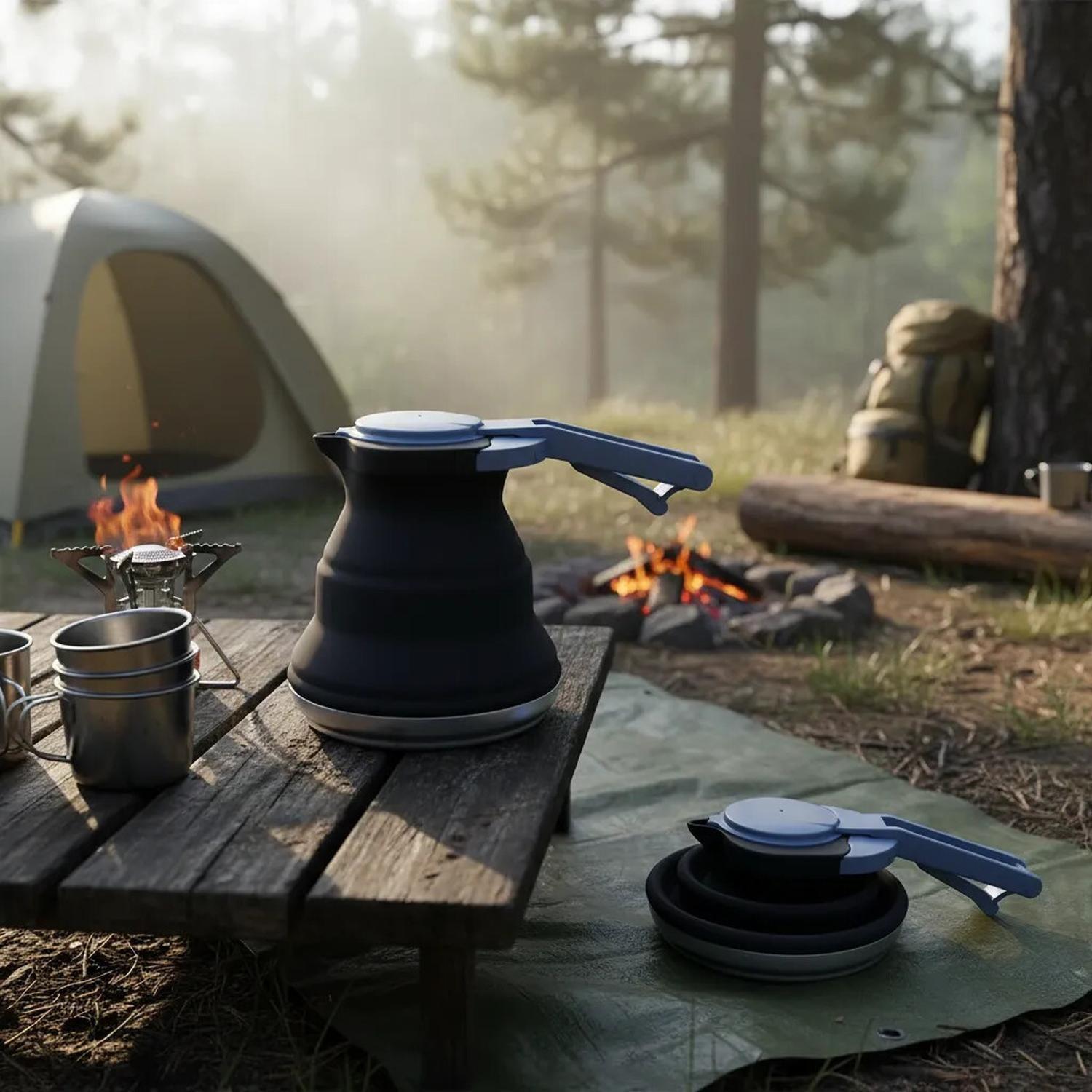 Tetera Plegable Camping Outdoor Uso Diario Negra-3