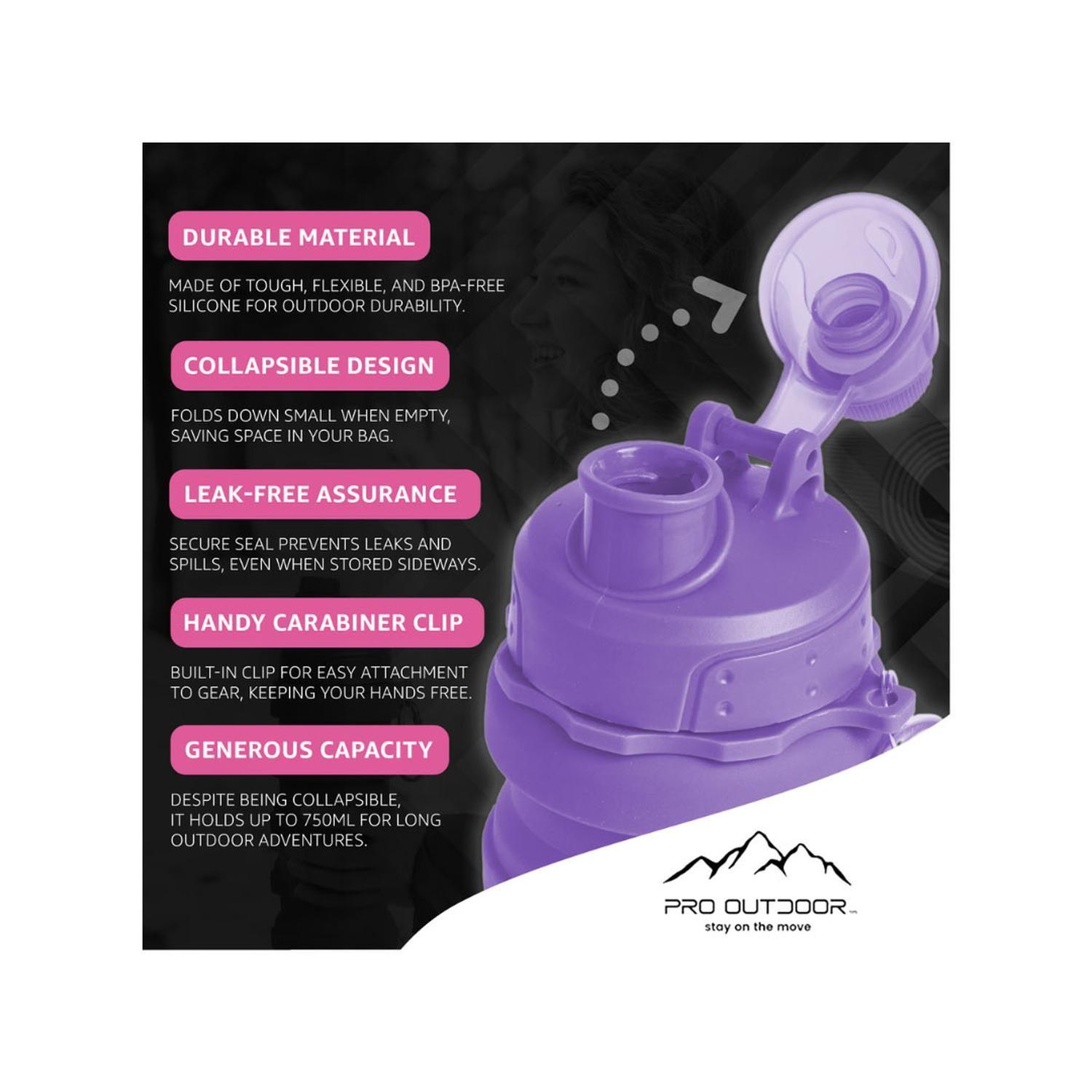 Botella Plegable Morada 500 Ml Pro Outdoor-4