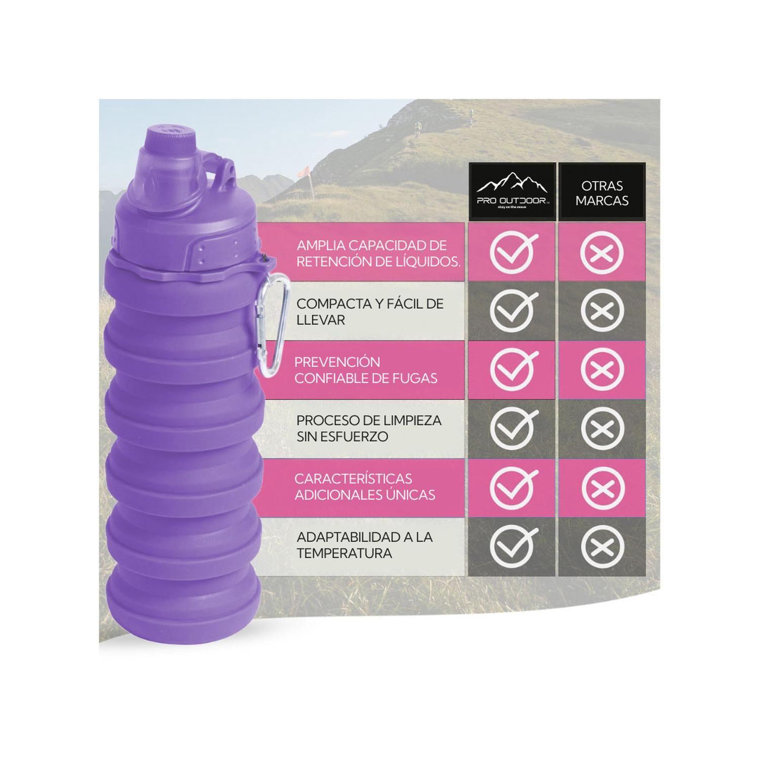 Botella Plegable Morada 500 Ml Pro Outdoor-5