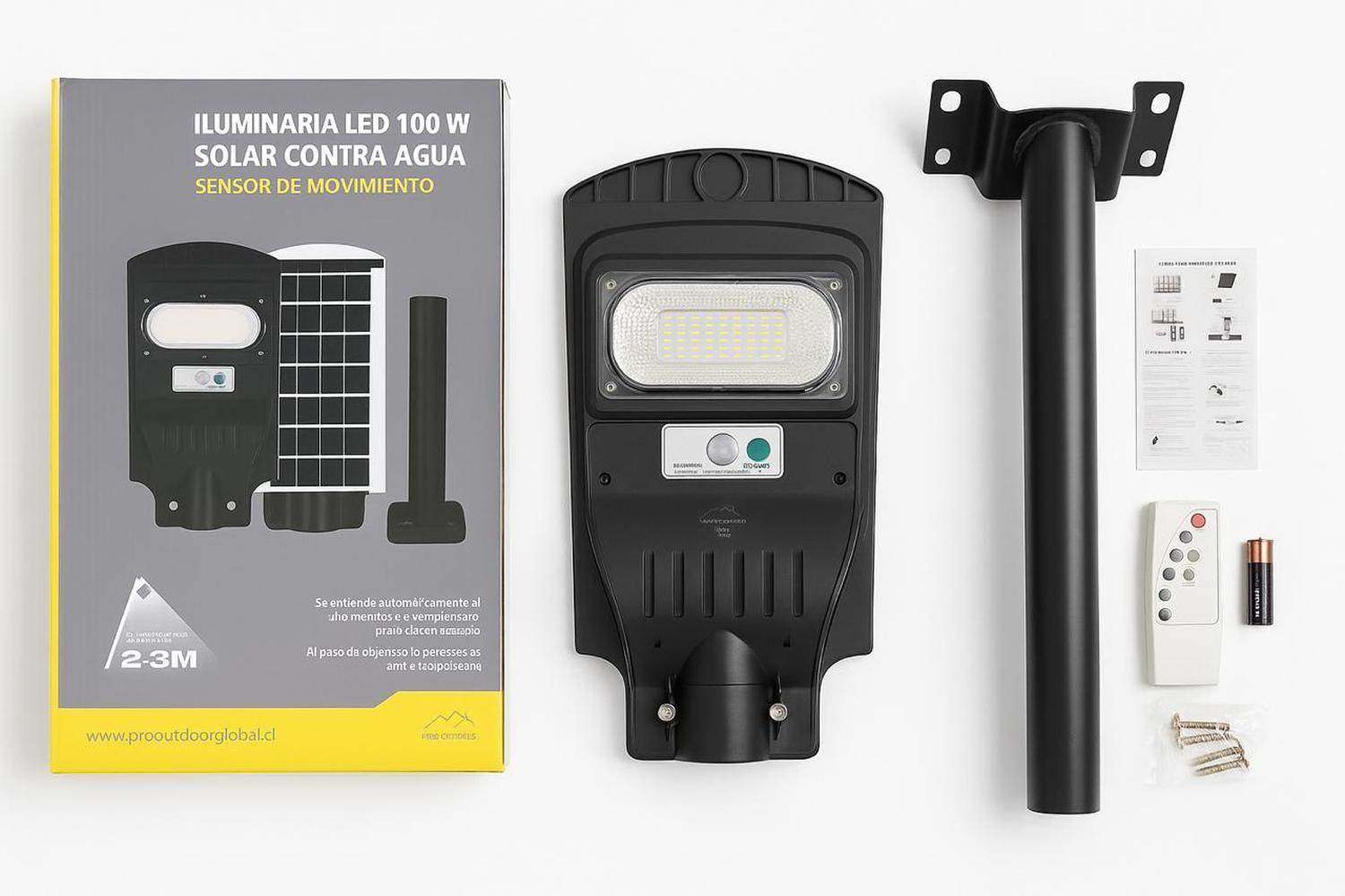Pack 2 Luminaria Led 100 W Solar Contra Agua-2
